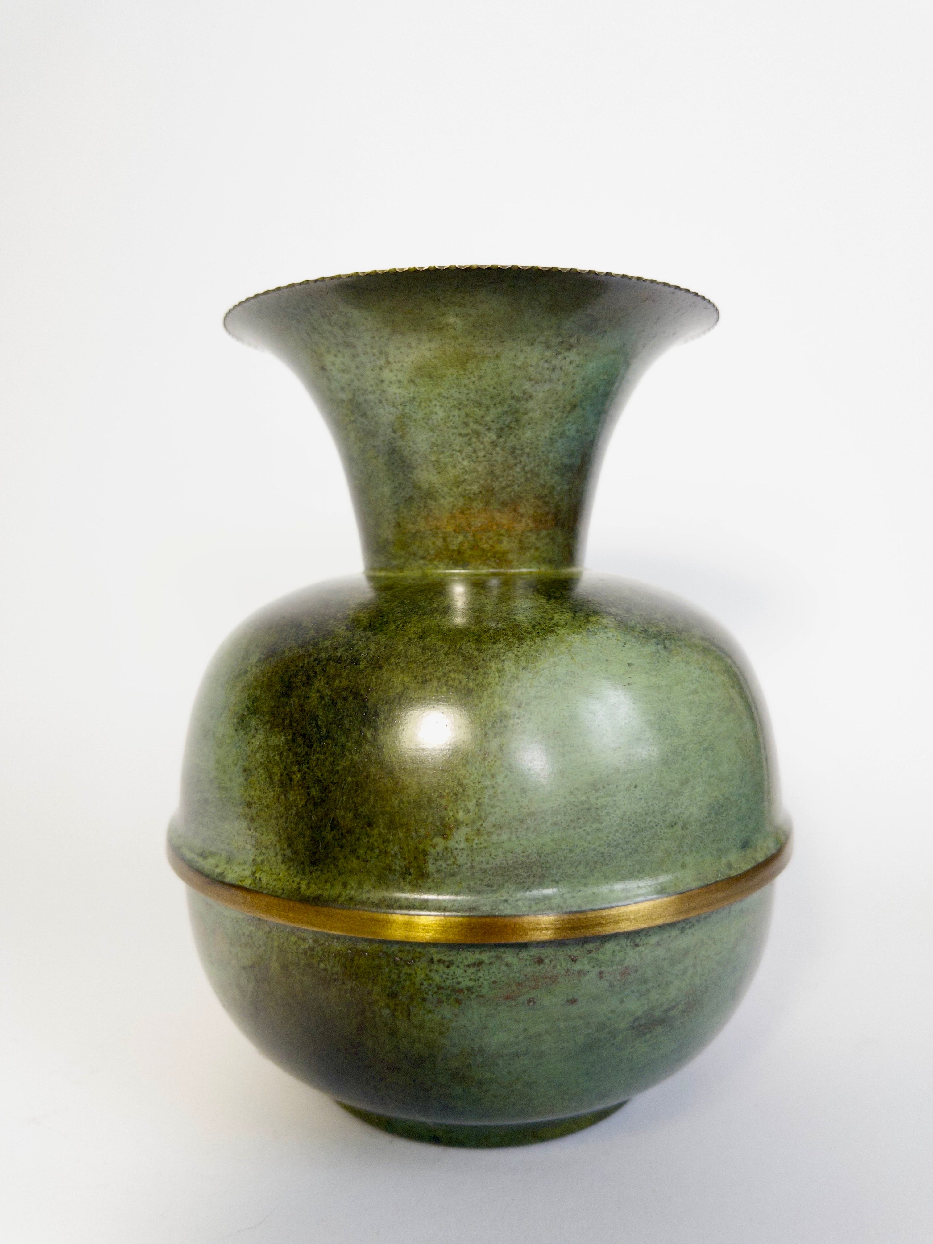 Art Deco Green Patinated Bronze Vase or Urn c.1930s-1940s