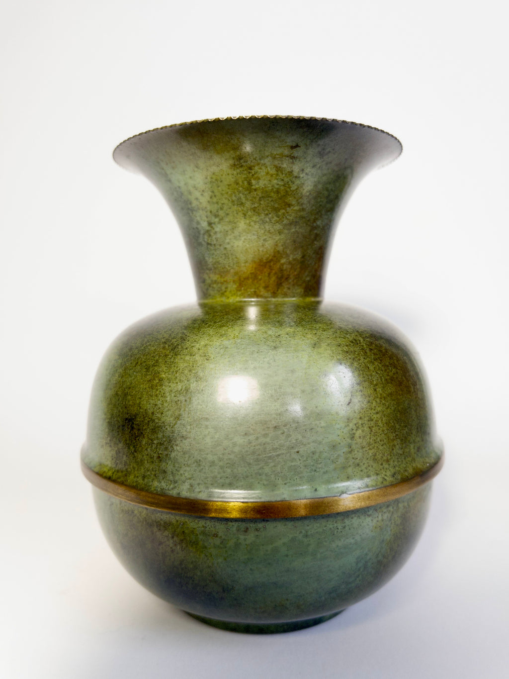 Art Deco Green Patinated Bronze Vase or Urn c.1930s-1940s