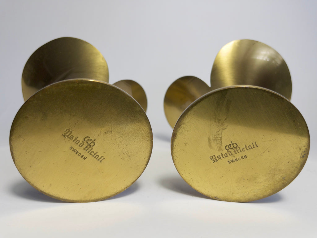 Pair of Calla Lily form brass candle holders designed by Carl-Einar Borgström for Ystad Metall c.1930s-1940s