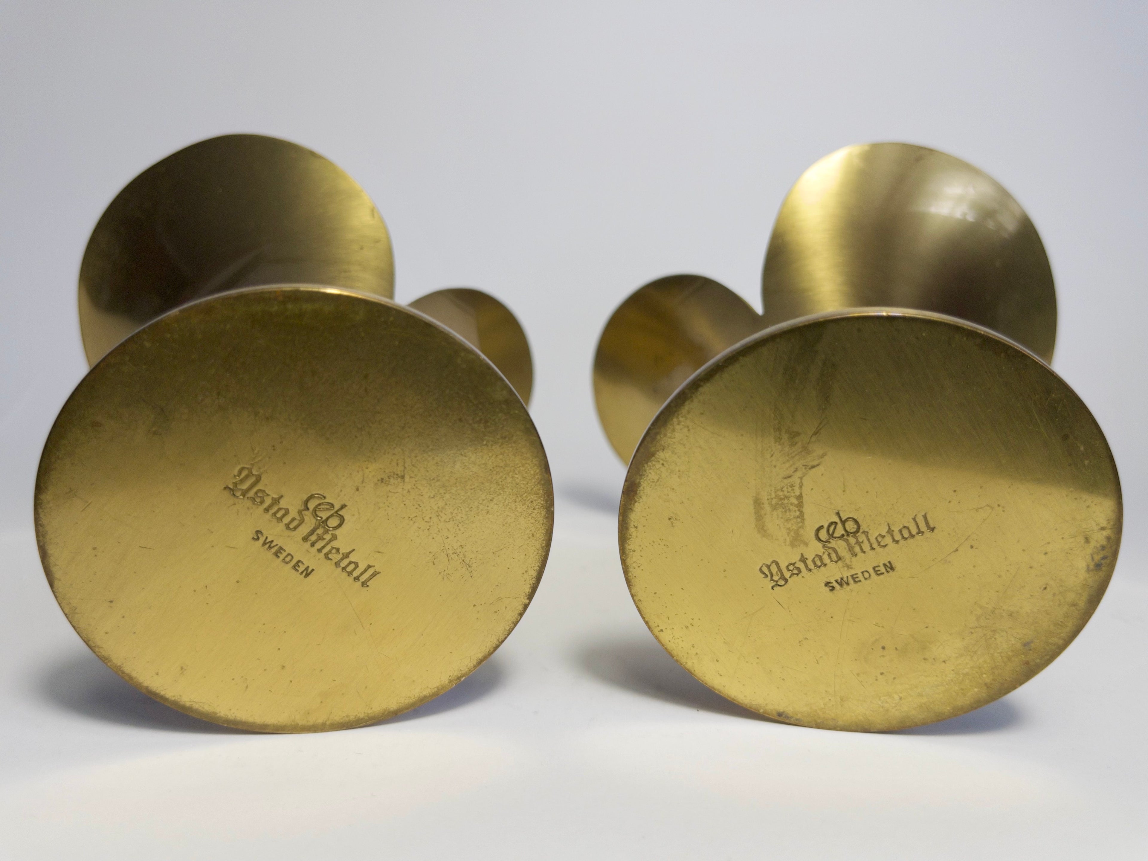 Pair of Calla Lily form brass candle holders designed by Carl-Einar Borgström for Ystad Metall c.1930s-1940s