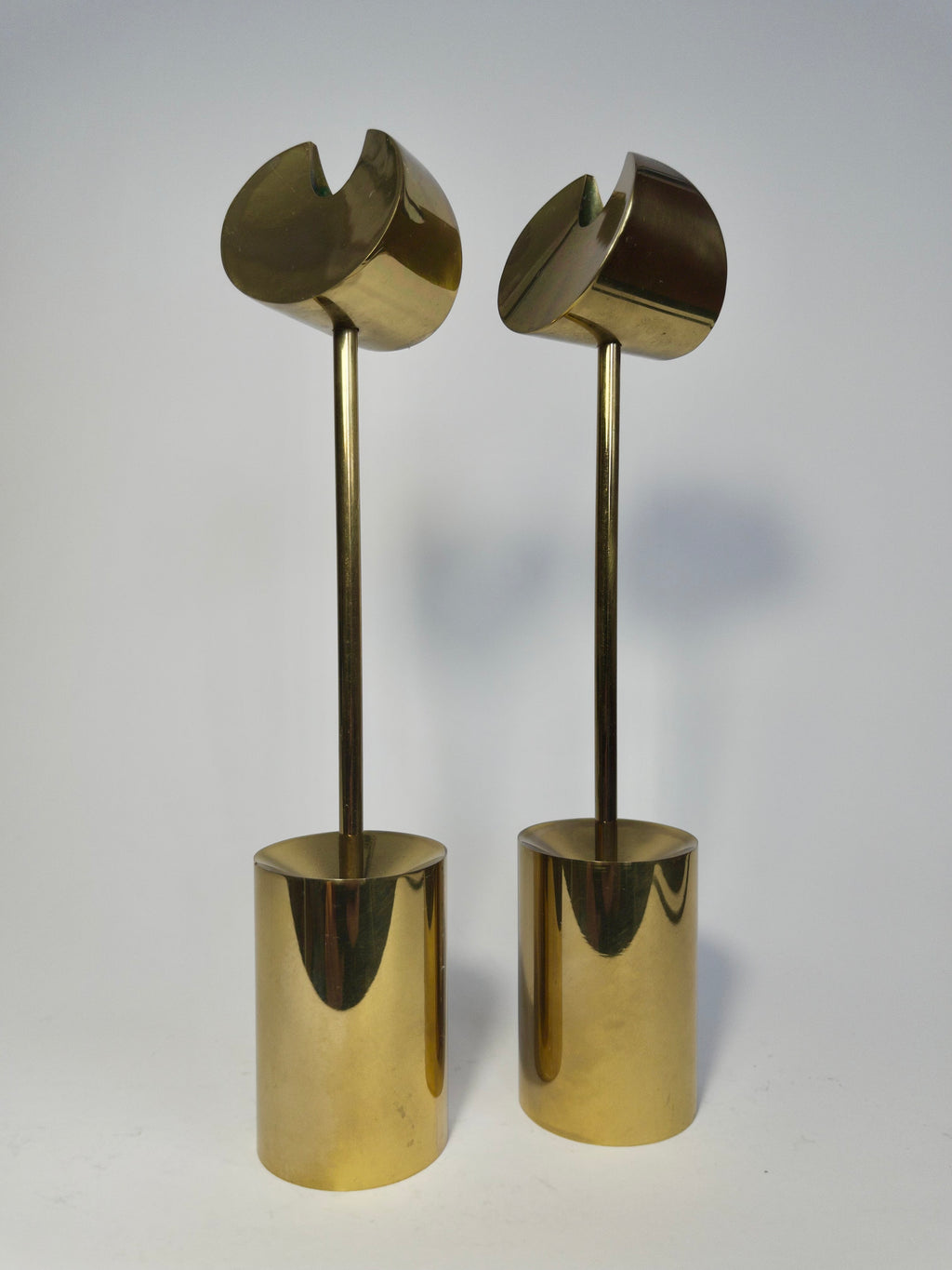 Brass "Aniara" Candle Holders designed by Pierre Forsell for Skultuna c.1960