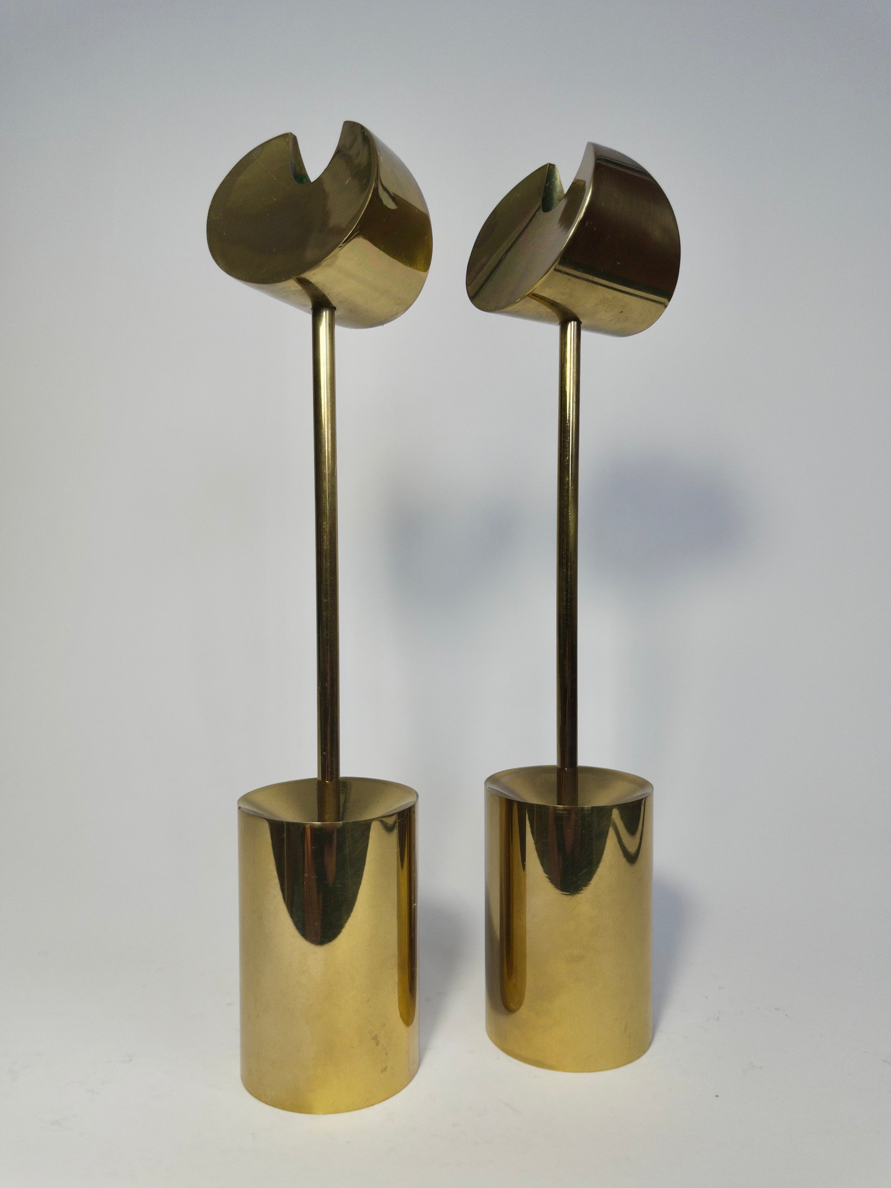 Brass "Aniara" Candle Holders designed by Pierre Forsell for Skultuna c.1960