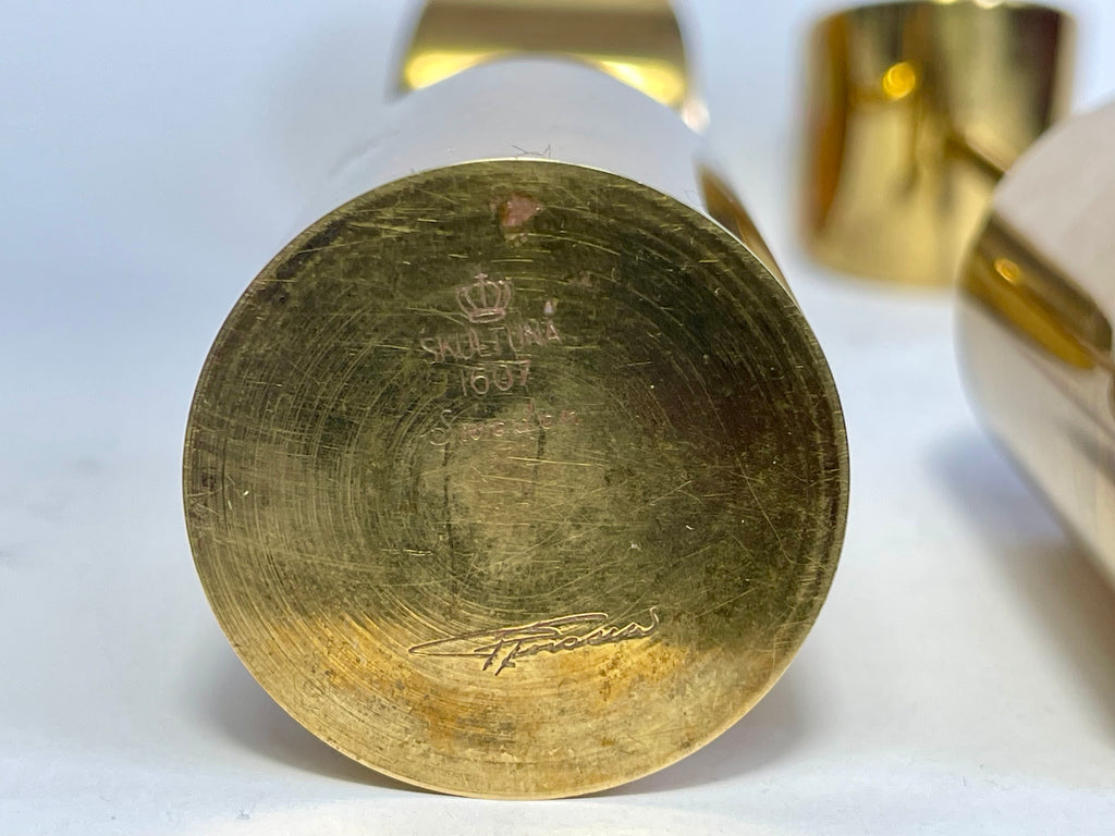 Brass "Aniara" Candle Holders designed by Pierre Forsell for Skultuna c.1960
