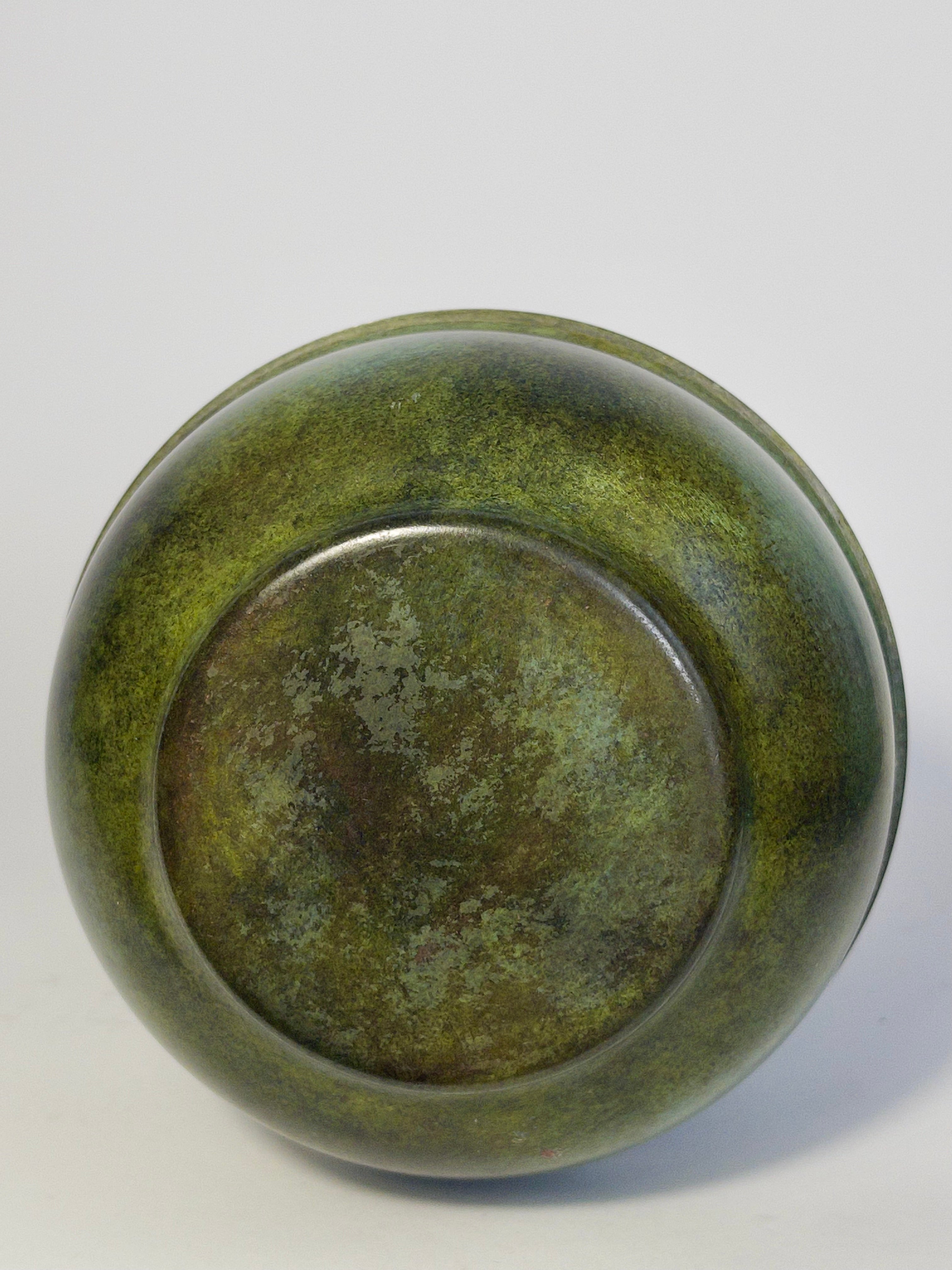 Art Deco Green Patinated Bronze Vase or Urn c.1930s-1940s