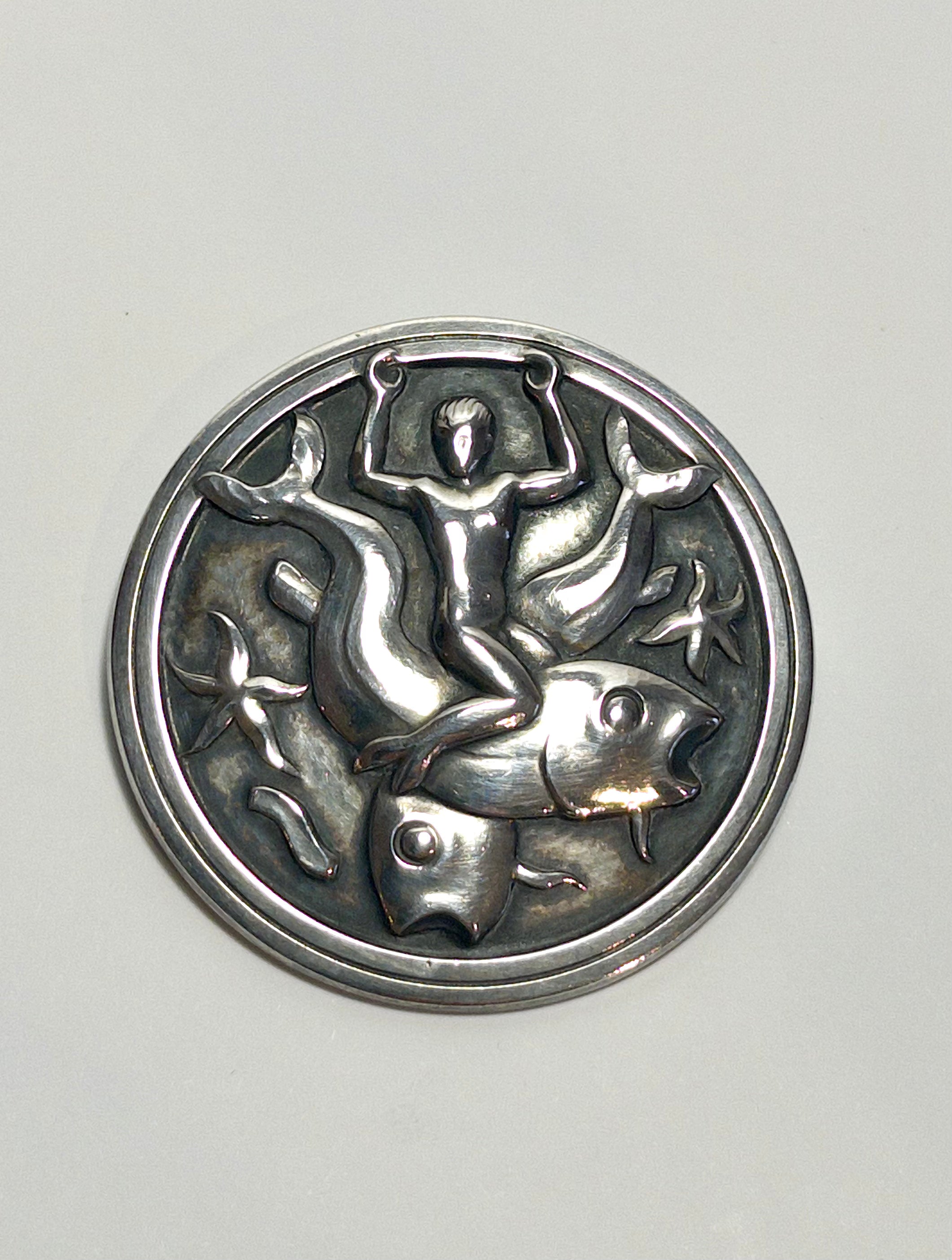 Georg Jensen Vintage Silver Brooch designed by Arno Malinowski c.1940s