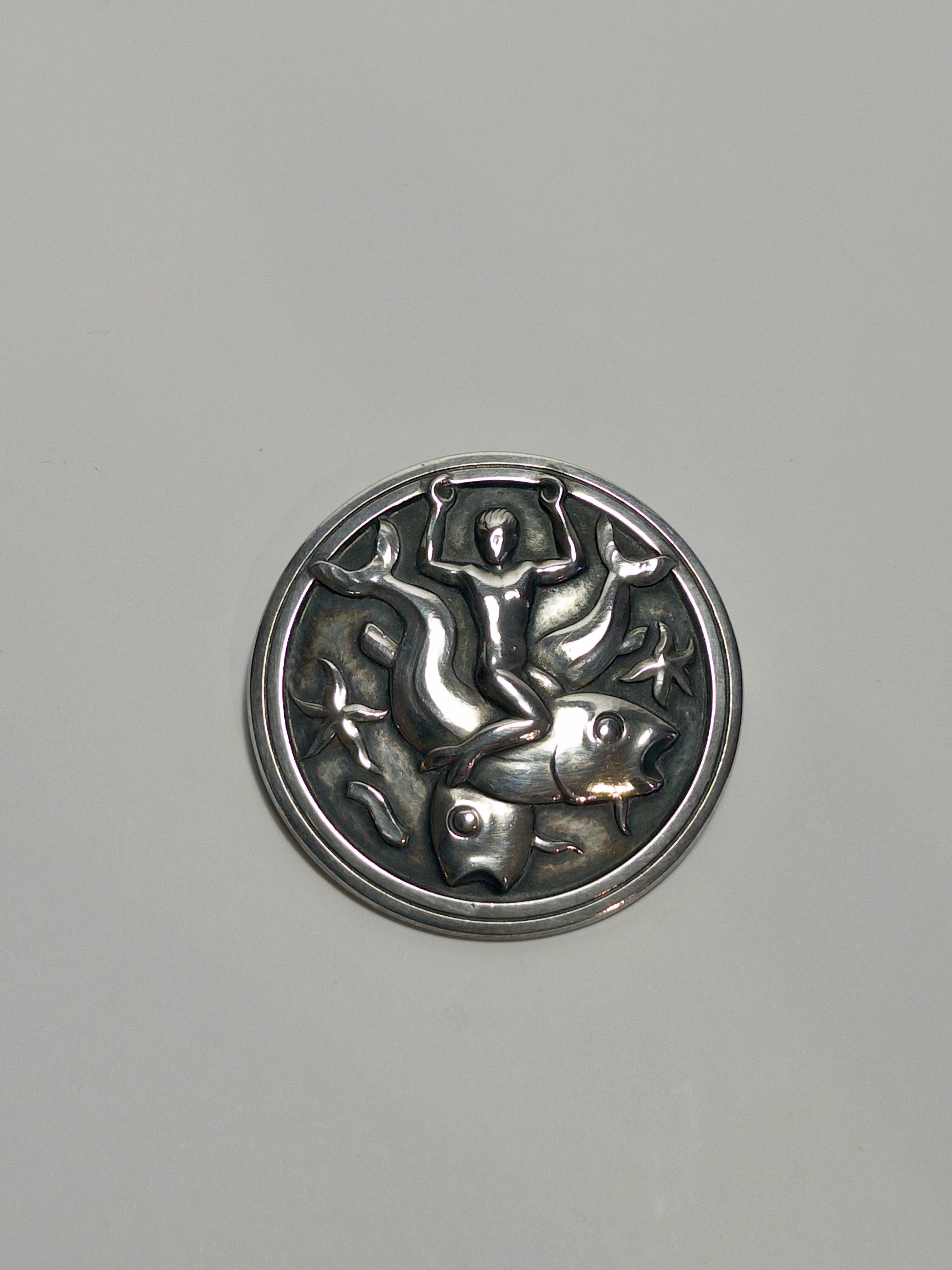 Georg Jensen Vintage Silver Brooch designed by Arno Malinowski c.1940s