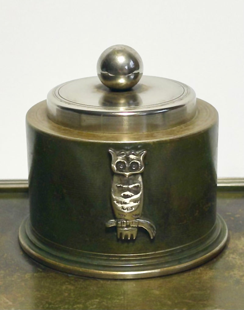 Ink well and desk tidy with owl decoration by GAB ORI c.1930s