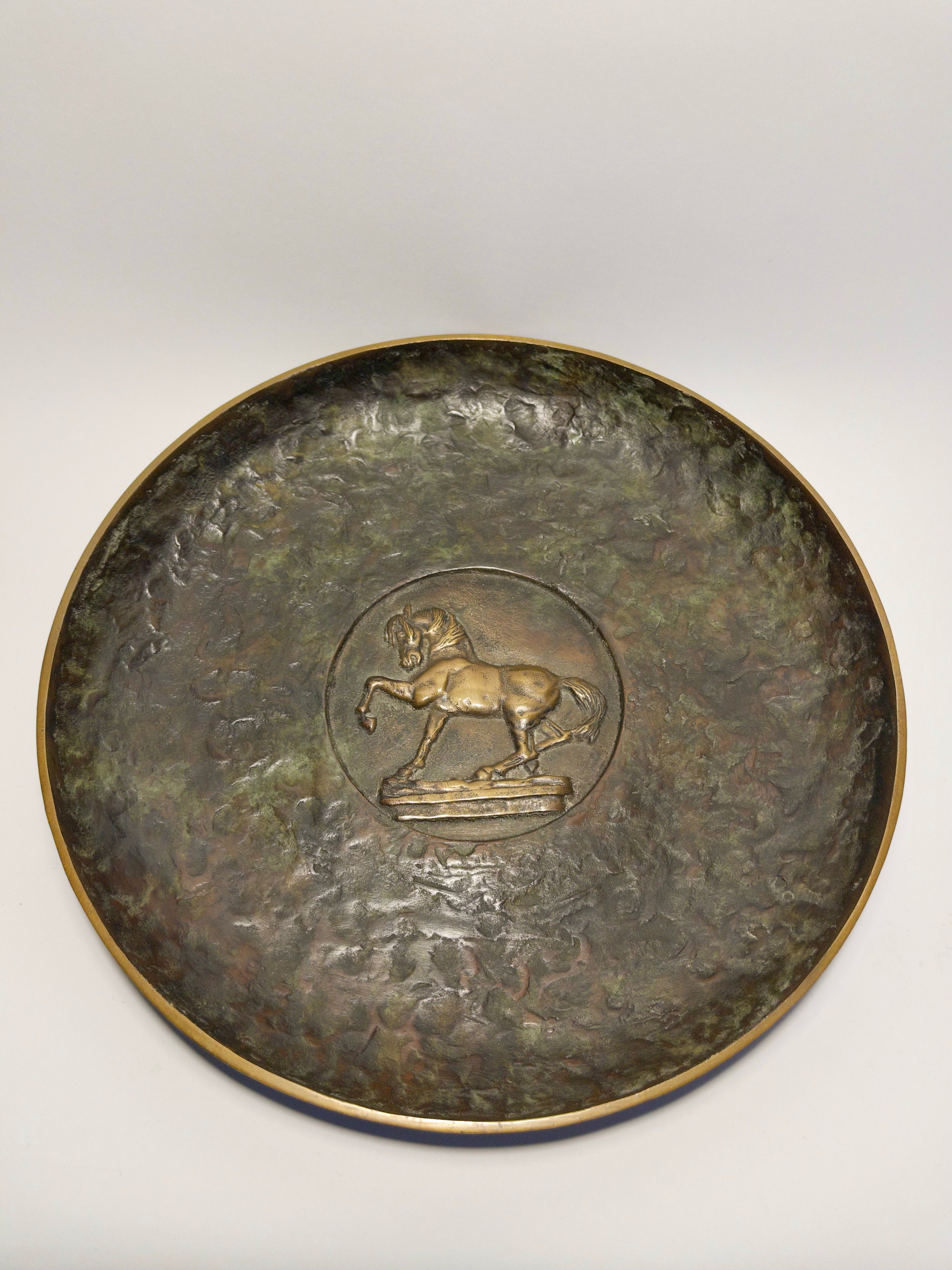 Danish Art Deco Bronze Dish with Equestrian Motif c.1930s-1940s