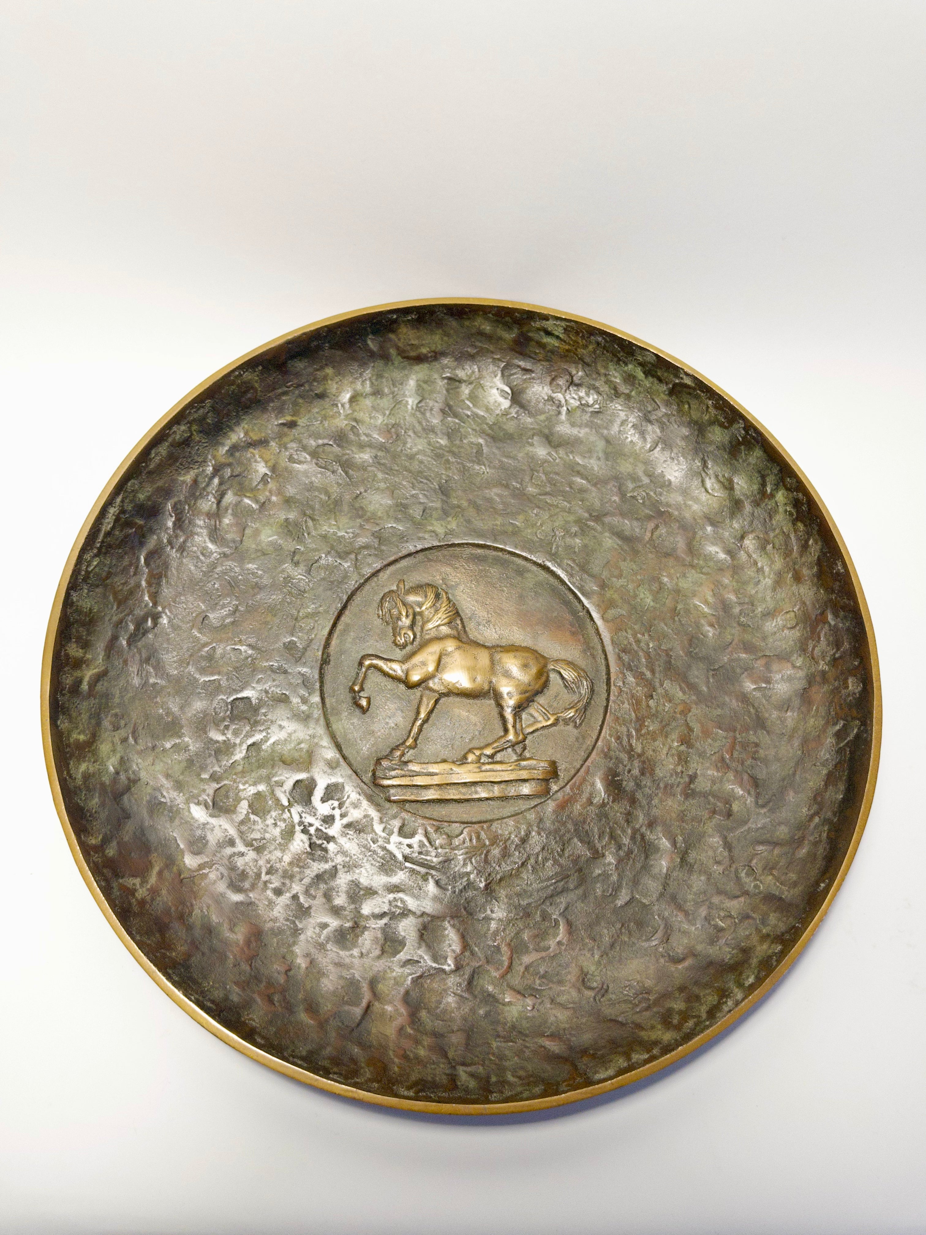 Danish Art Deco Bronze Dish with Equestrian Motif c.1930s-1940s