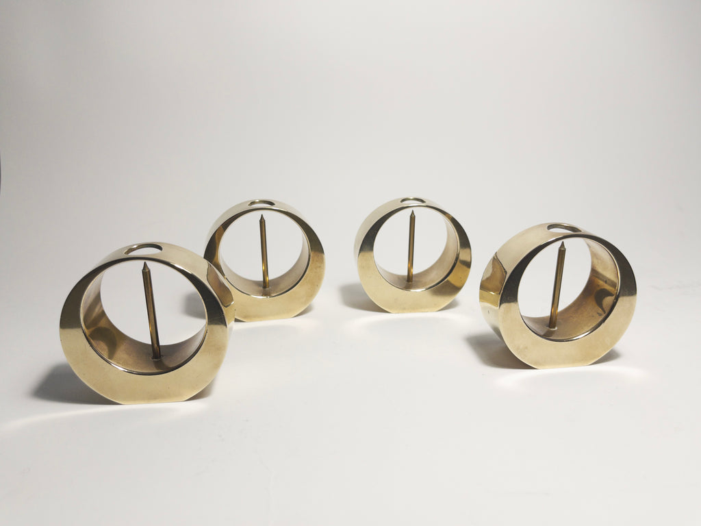 Set of four Mid-Century Modern brass candle holders by Arthur Pe, Kolbäck, Sweden c.1960s