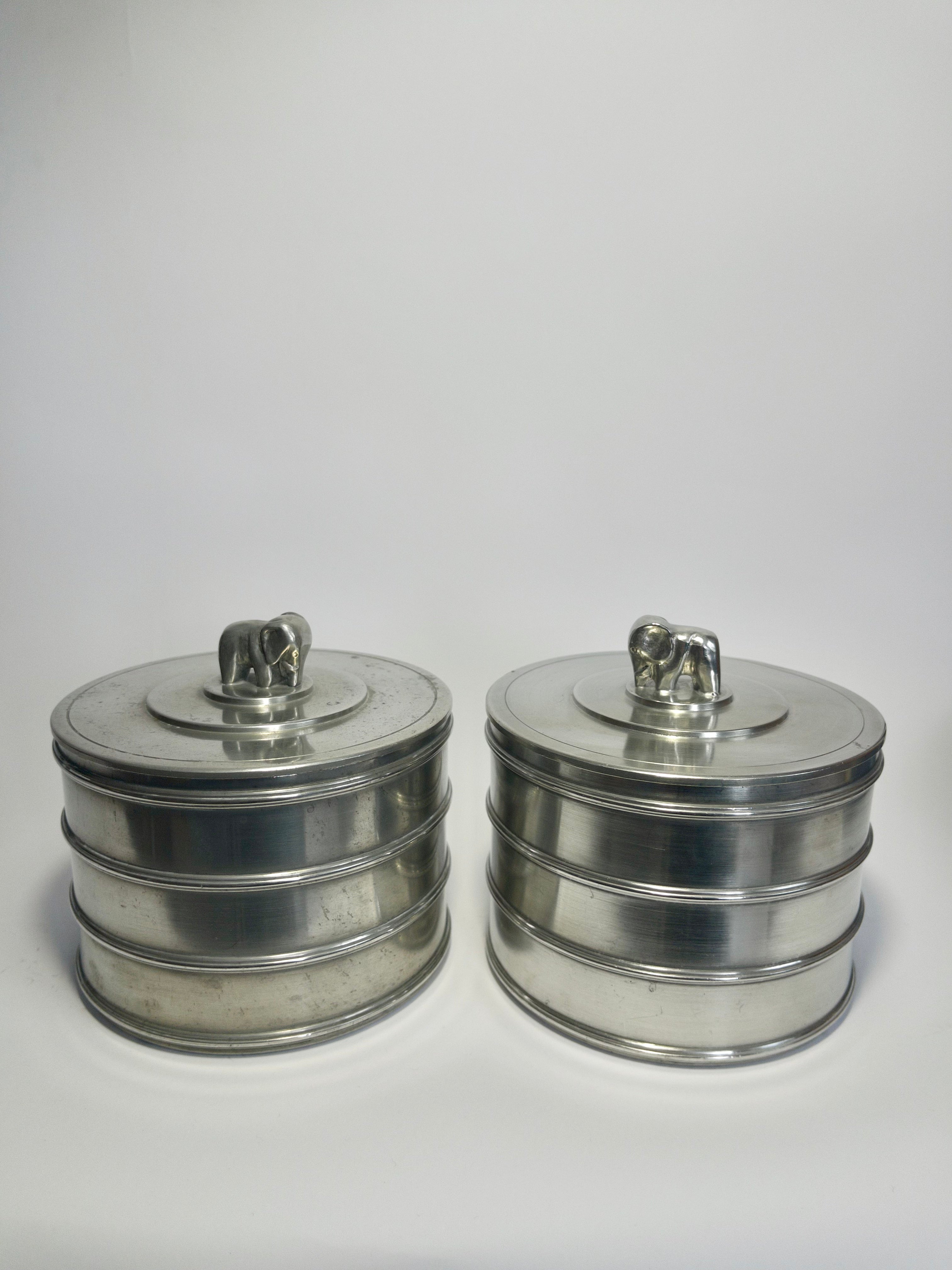 Two Pewter Boxes by Sylvia Stave for CG Hallberg, Sweden, 1931 and 1933