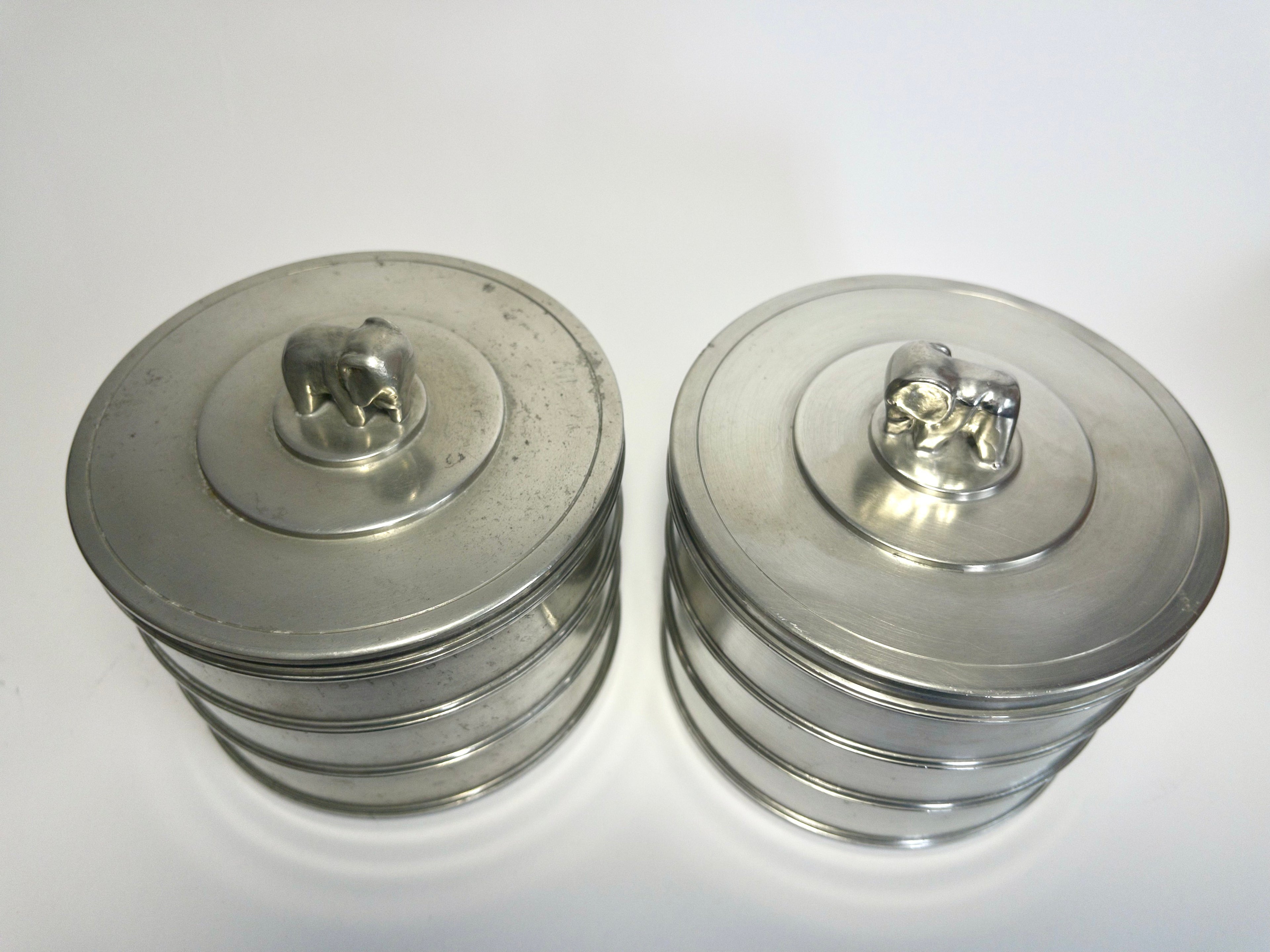 Two Pewter Boxes by Sylvia Stave for CG Hallberg, Sweden, 1931 and 1933