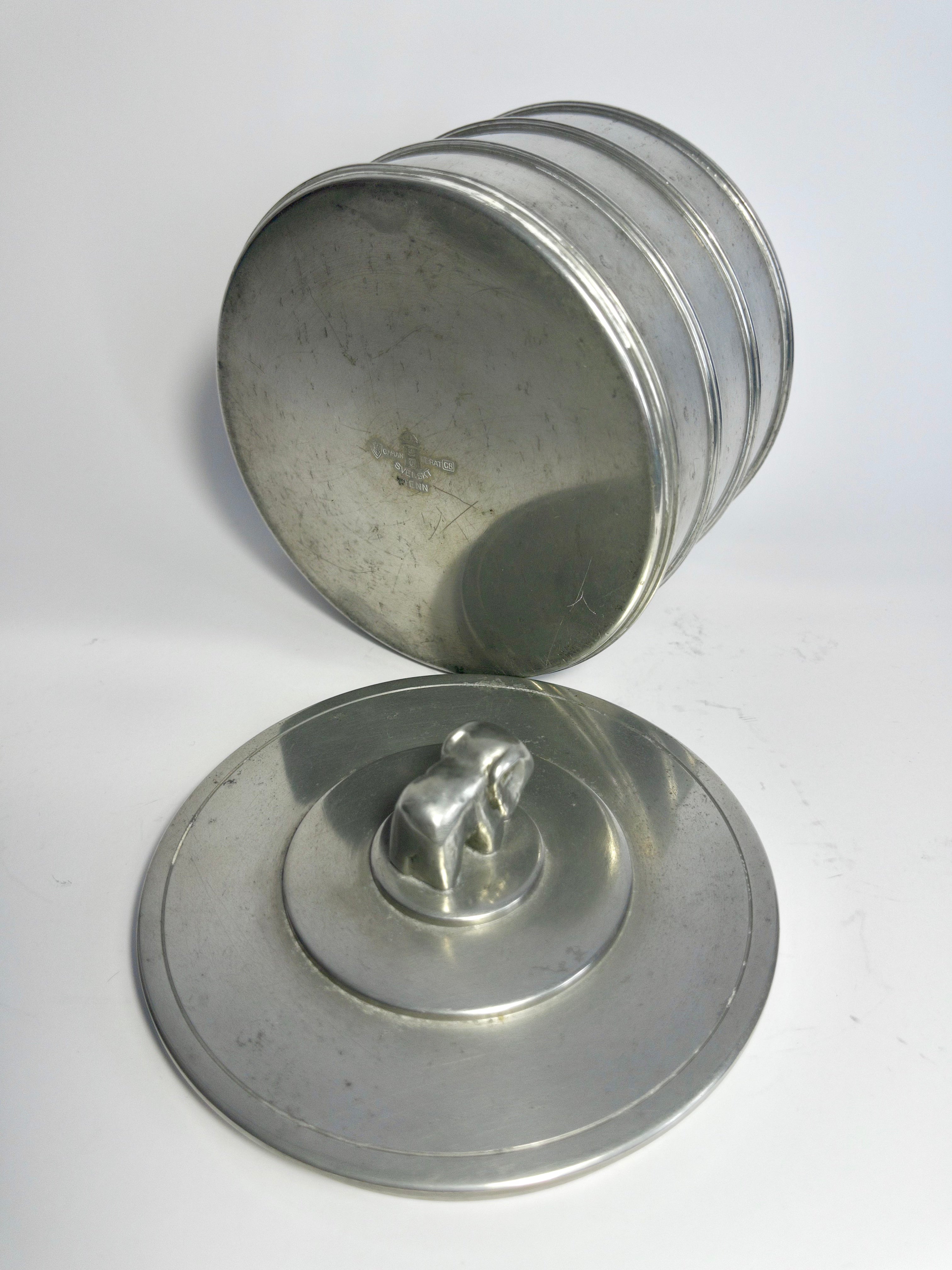 Two Pewter Boxes by Sylvia Stave for CG Hallberg, Sweden, 1931 and 1933