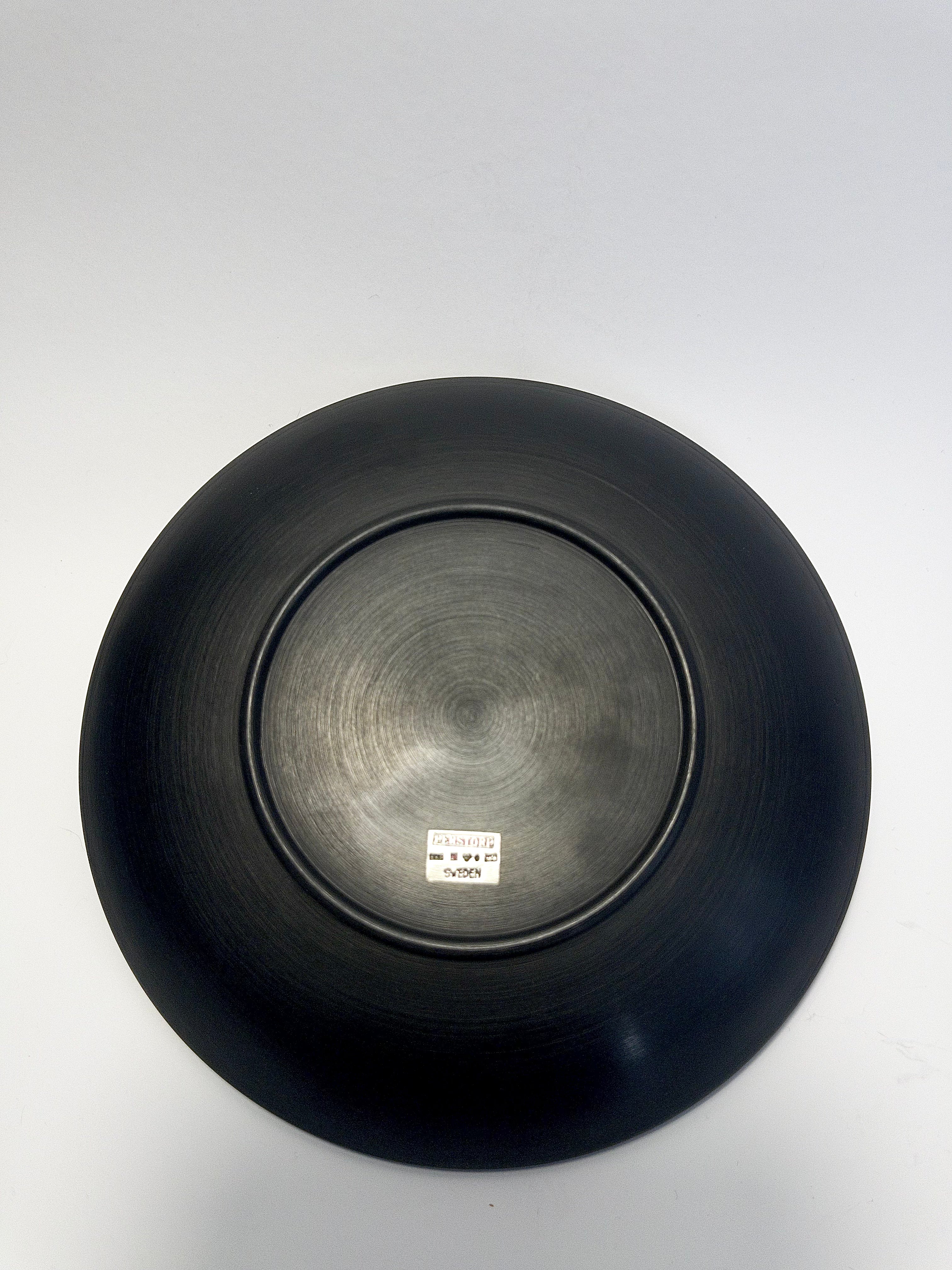 Isolit Dish with Silver Inlay of Deer, Perstorp, 1964