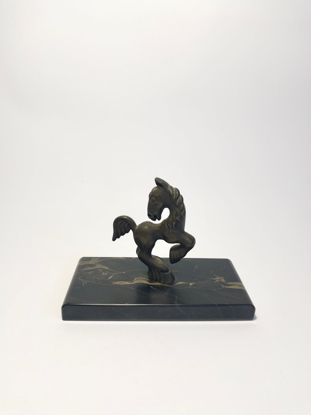 Horse sculpture or figurine on polished stone base, designed by Carl Einar Borgström, c.1930-1940s