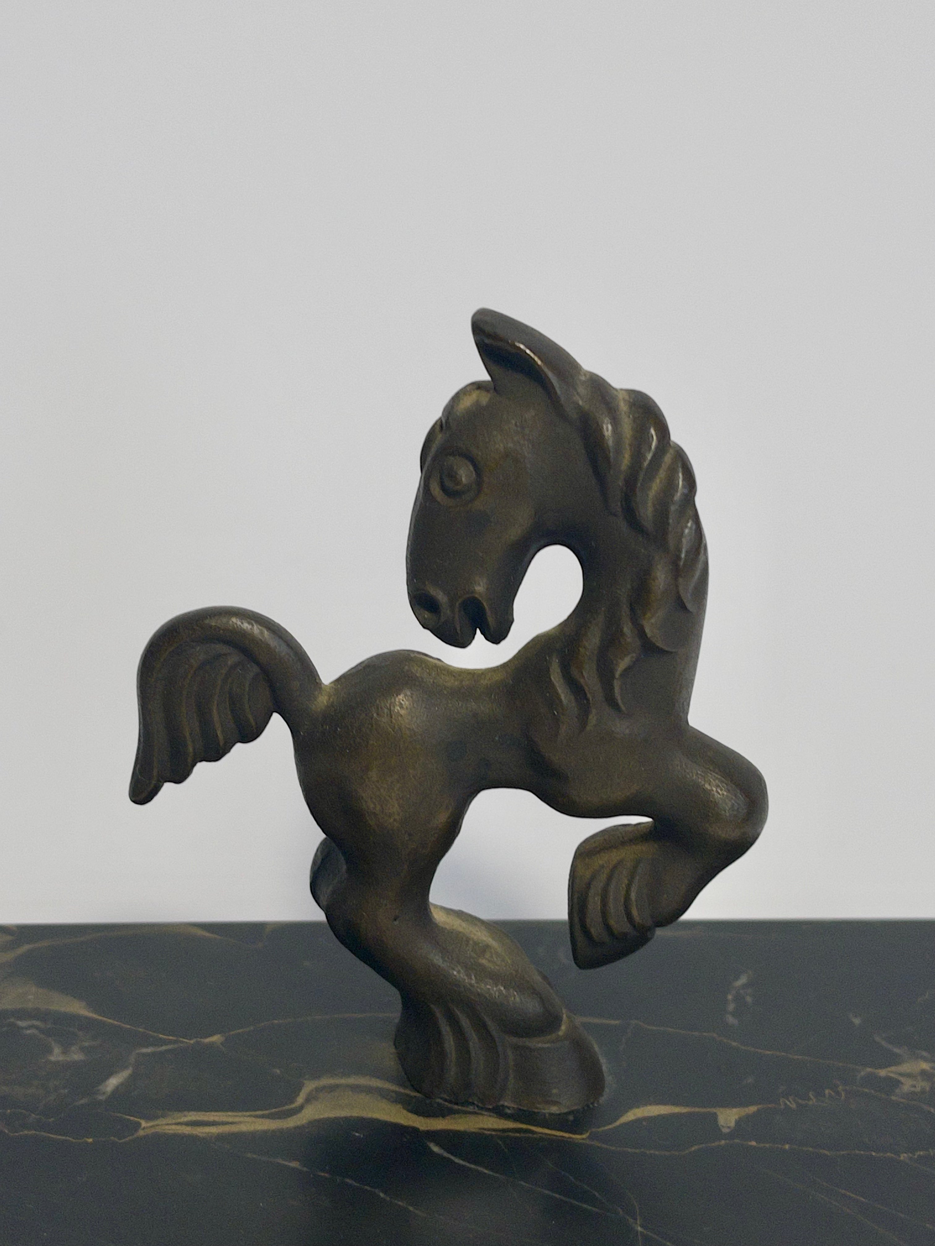 Horse sculpture or figurine on polished stone base, designed by Carl Einar Borgström, c.1930-1940s
