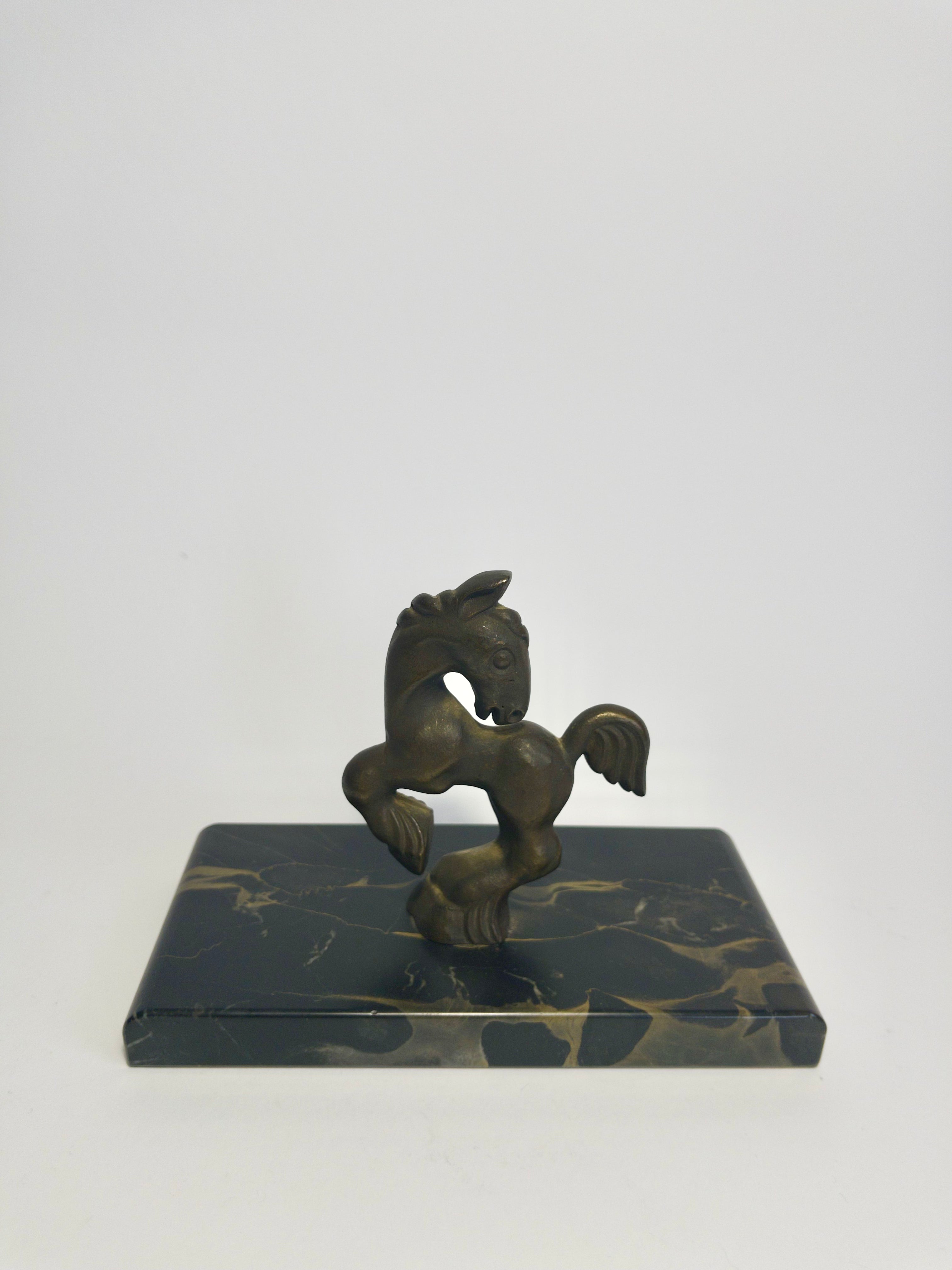 Horse sculpture or figurine on polished stone base, designed by Carl Einar Borgström, c.1930-1940s