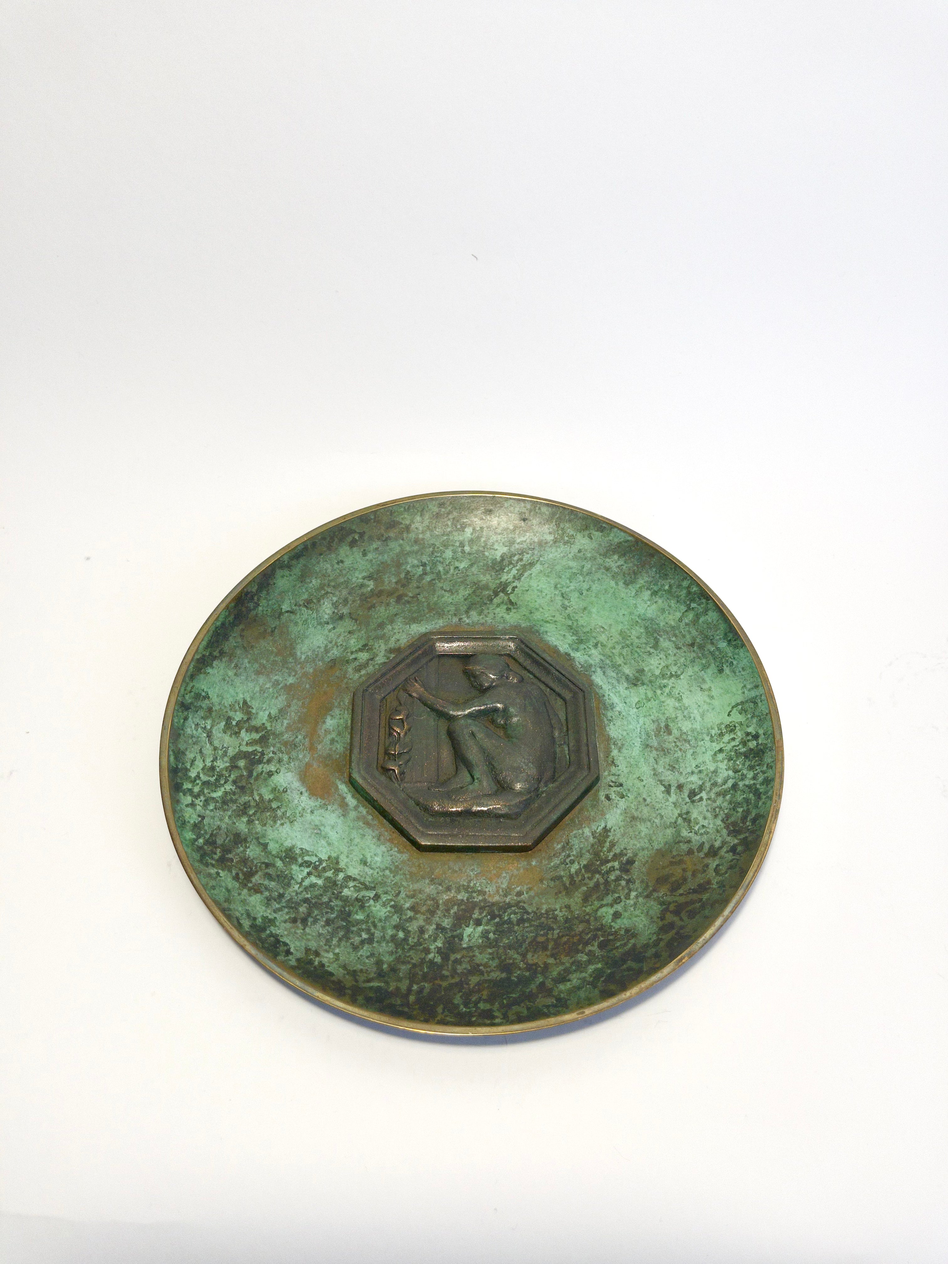 Decorative Bronze Plate by Nordisk Malm, Denmark, c.1920s