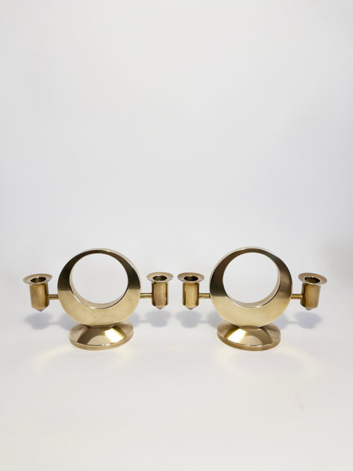 Brass Candle Holders by Arthur Pe (Arthur Pettersson), Kolbäck, c.1960s