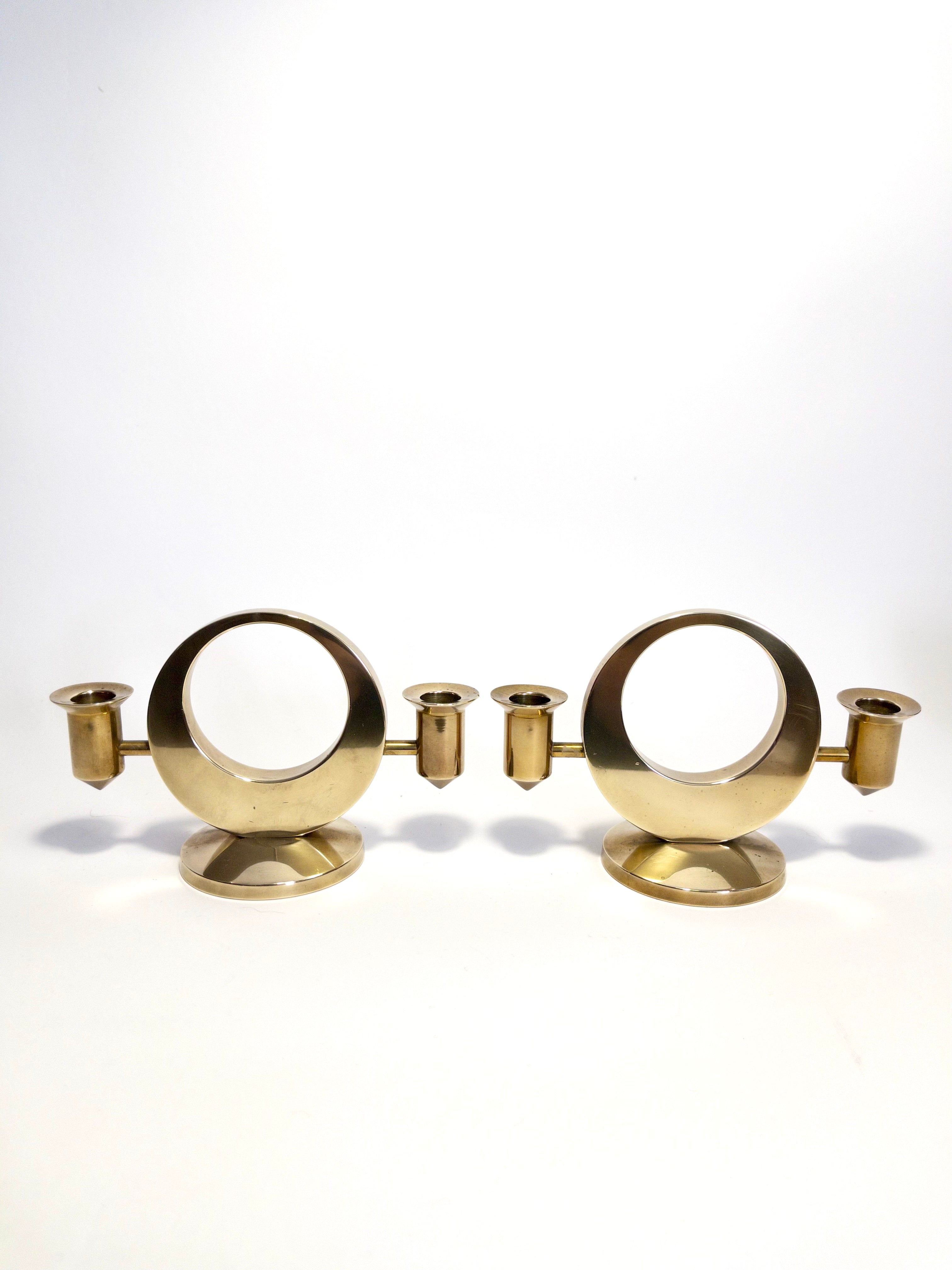 Brass Candle Holders by Arthur Pe (Arthur Pettersson), Kolbäck, c.1960s