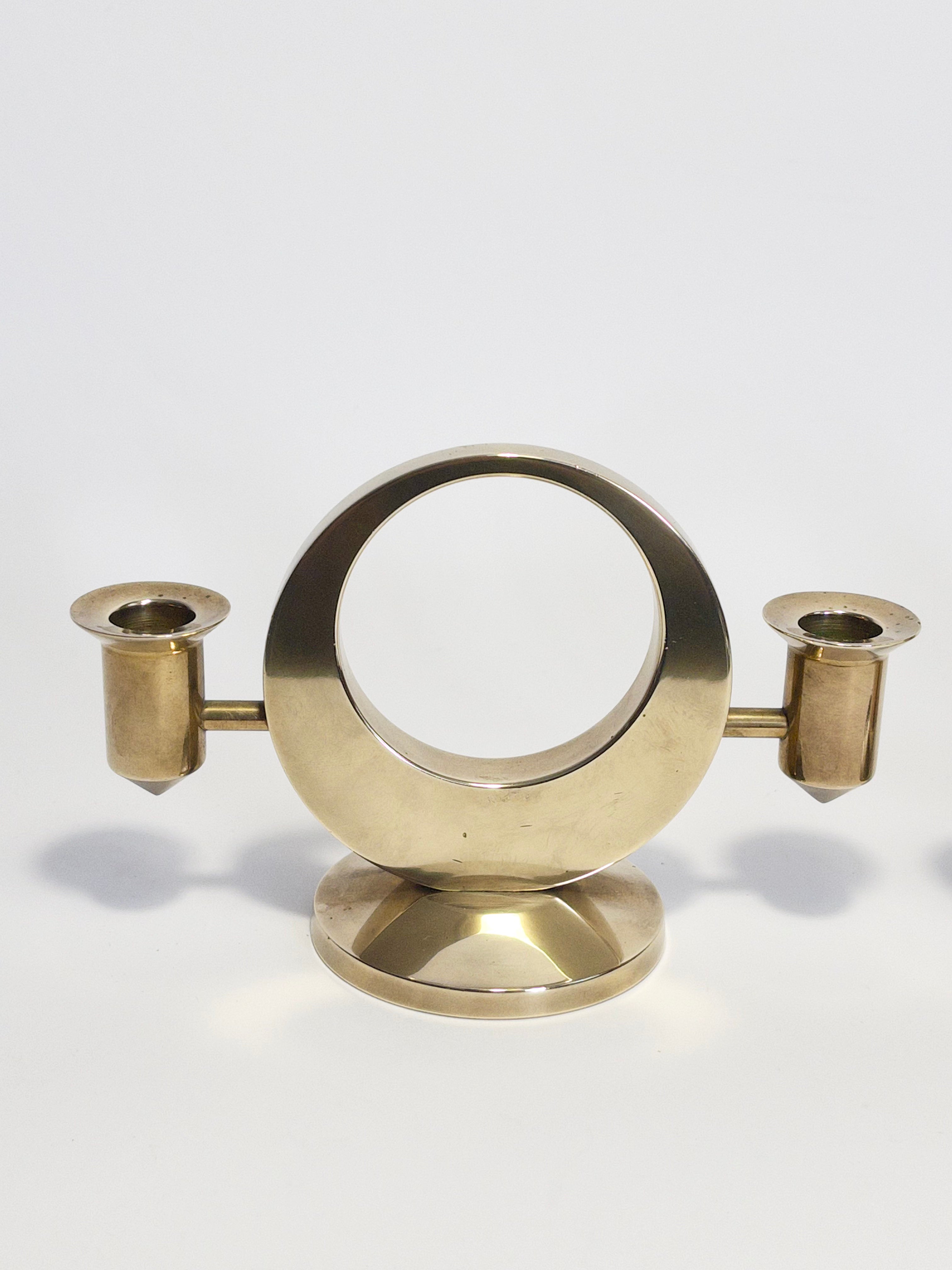 Brass Candle Holders by Arthur Pe (Arthur Pettersson), Kolbäck, c.1960s