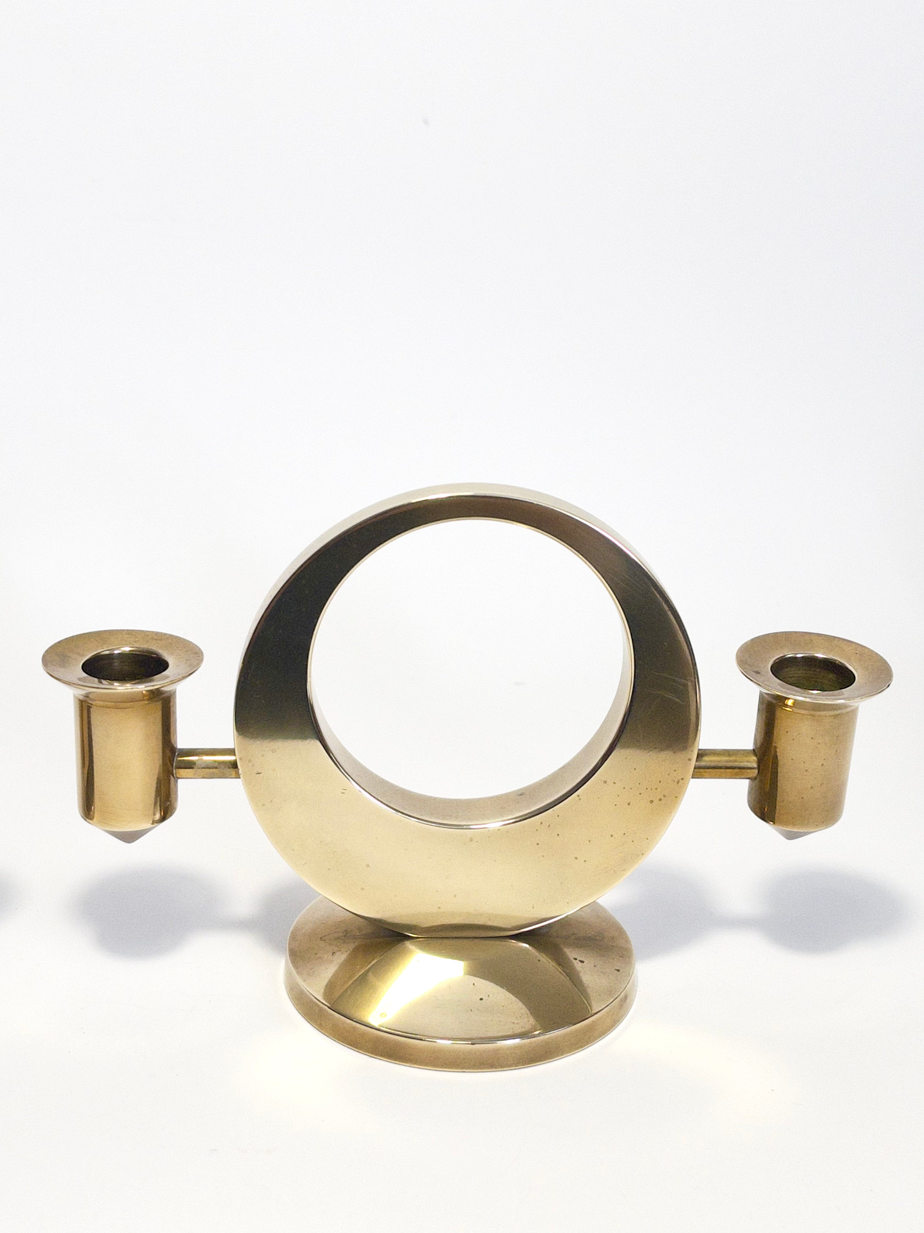 Brass Candle Holders by Arthur Pe (Arthur Pettersson), Kolbäck, c.1960s