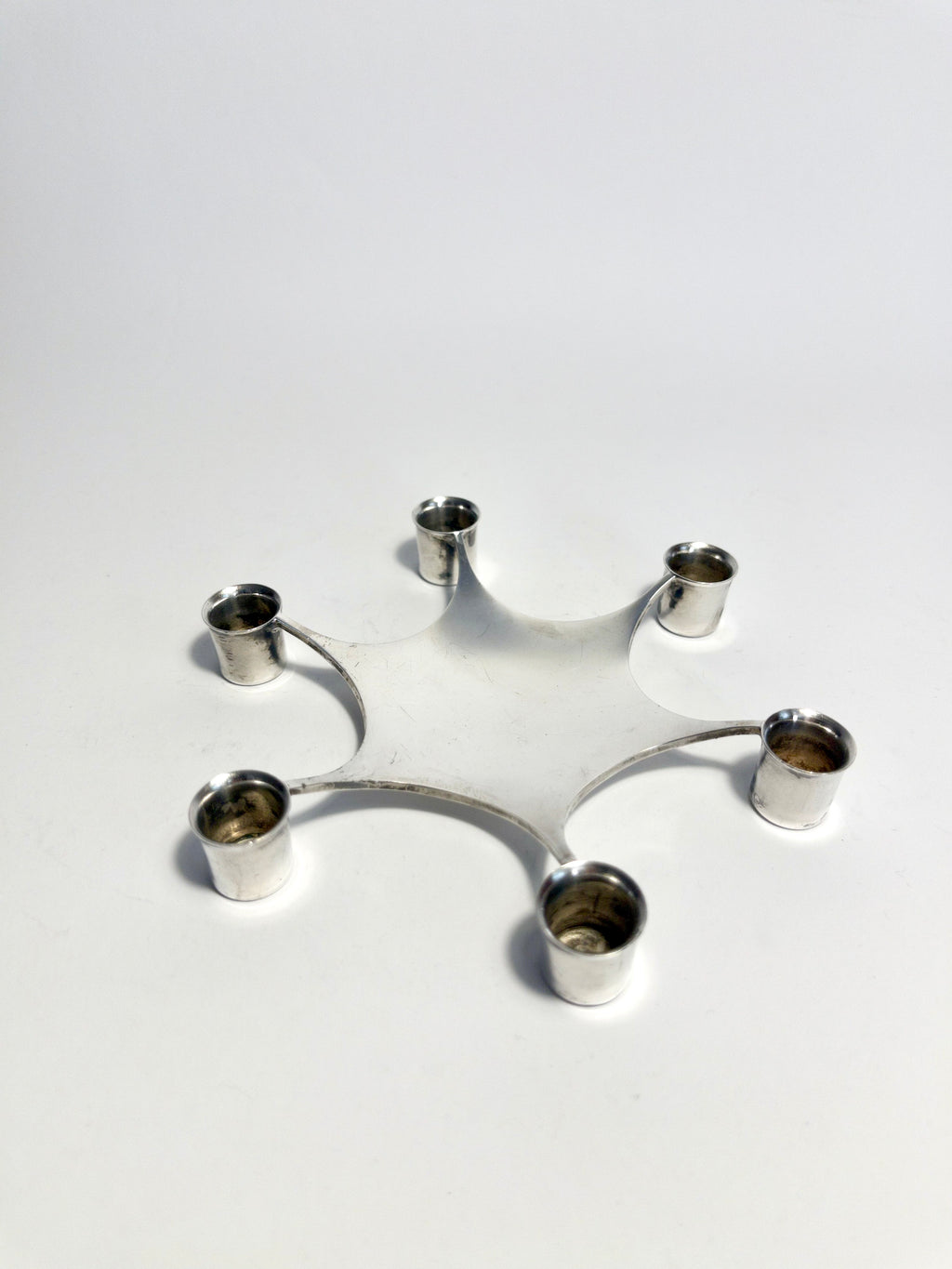 Silver-plated star candle holder by Theresia Hvorslev, c.1960s.