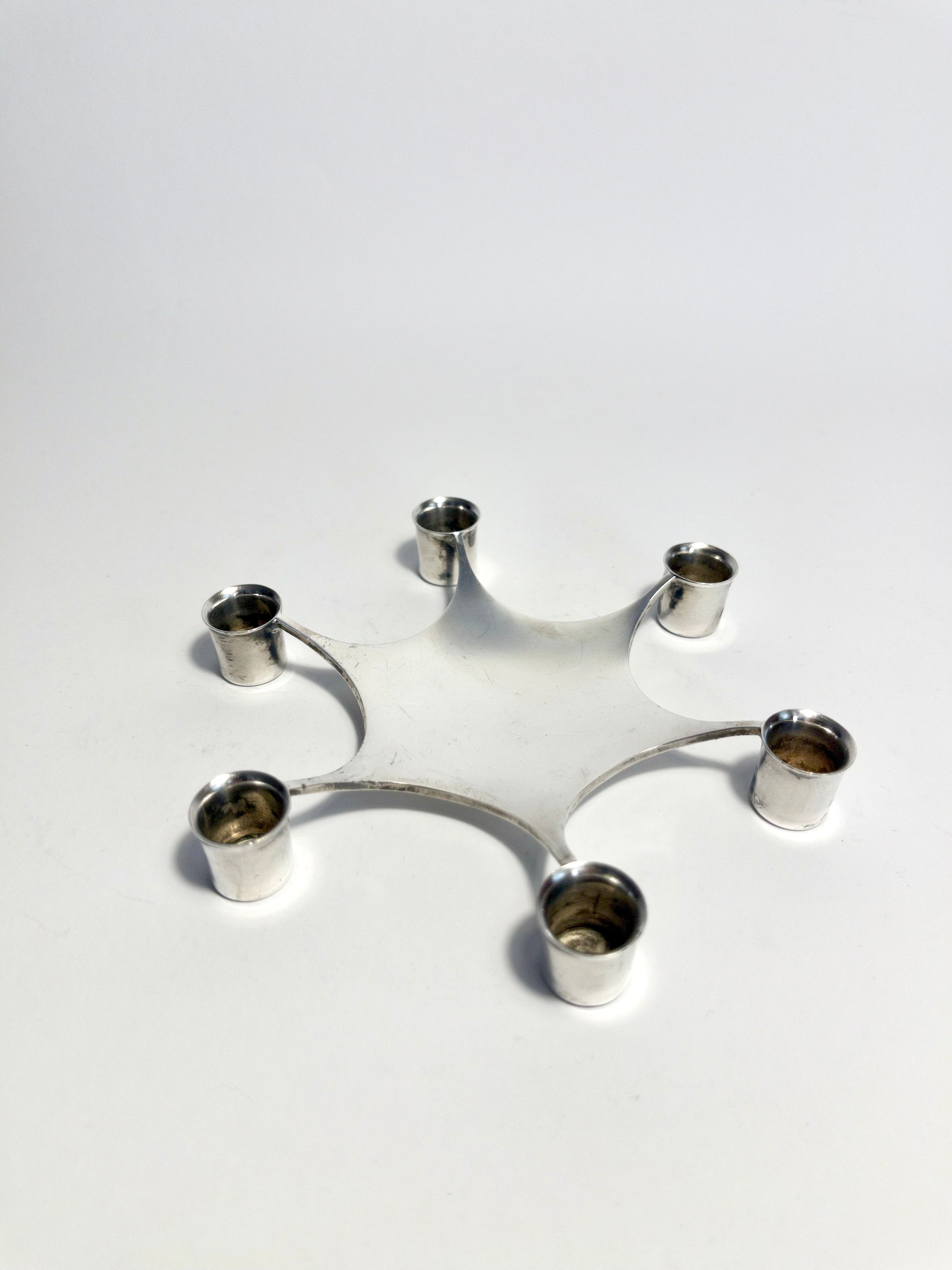 Silver-plated star candle holder by Theresia Hvorslev, c.1960s.