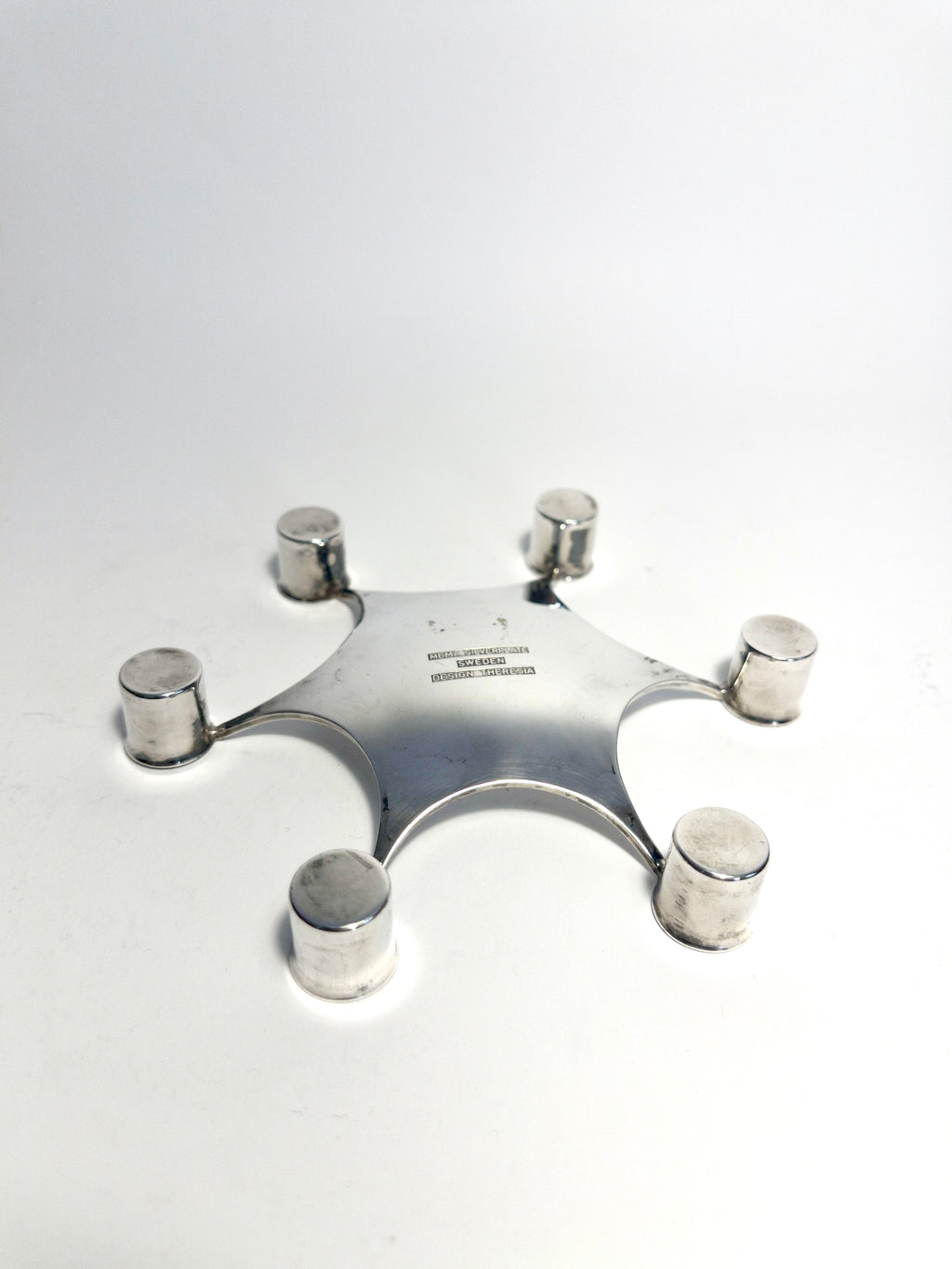 Silver-plated star candle holder by Theresia Hvorslev, c.1960s.