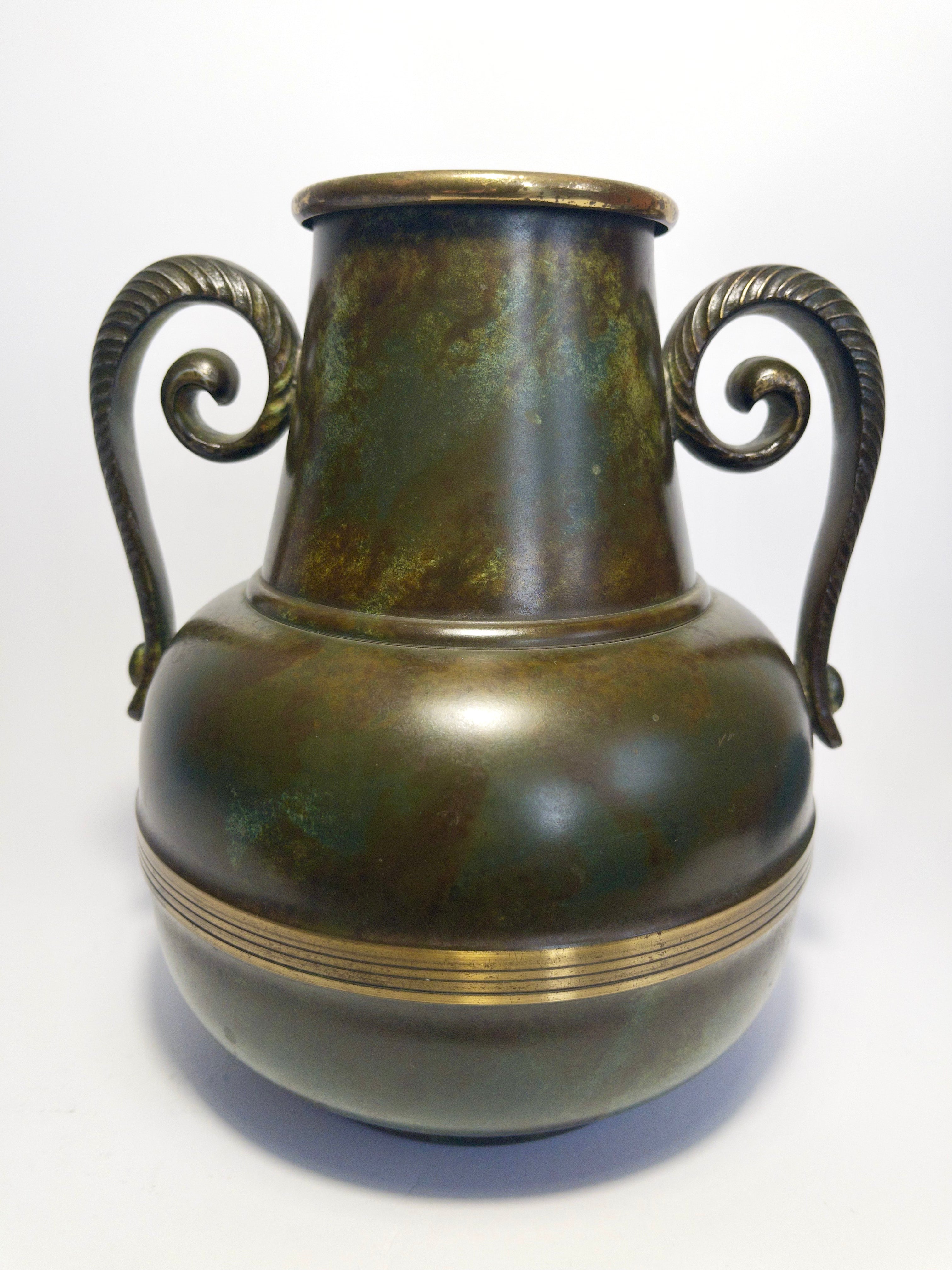 Large Swedish Grace bronze vase c.1930s