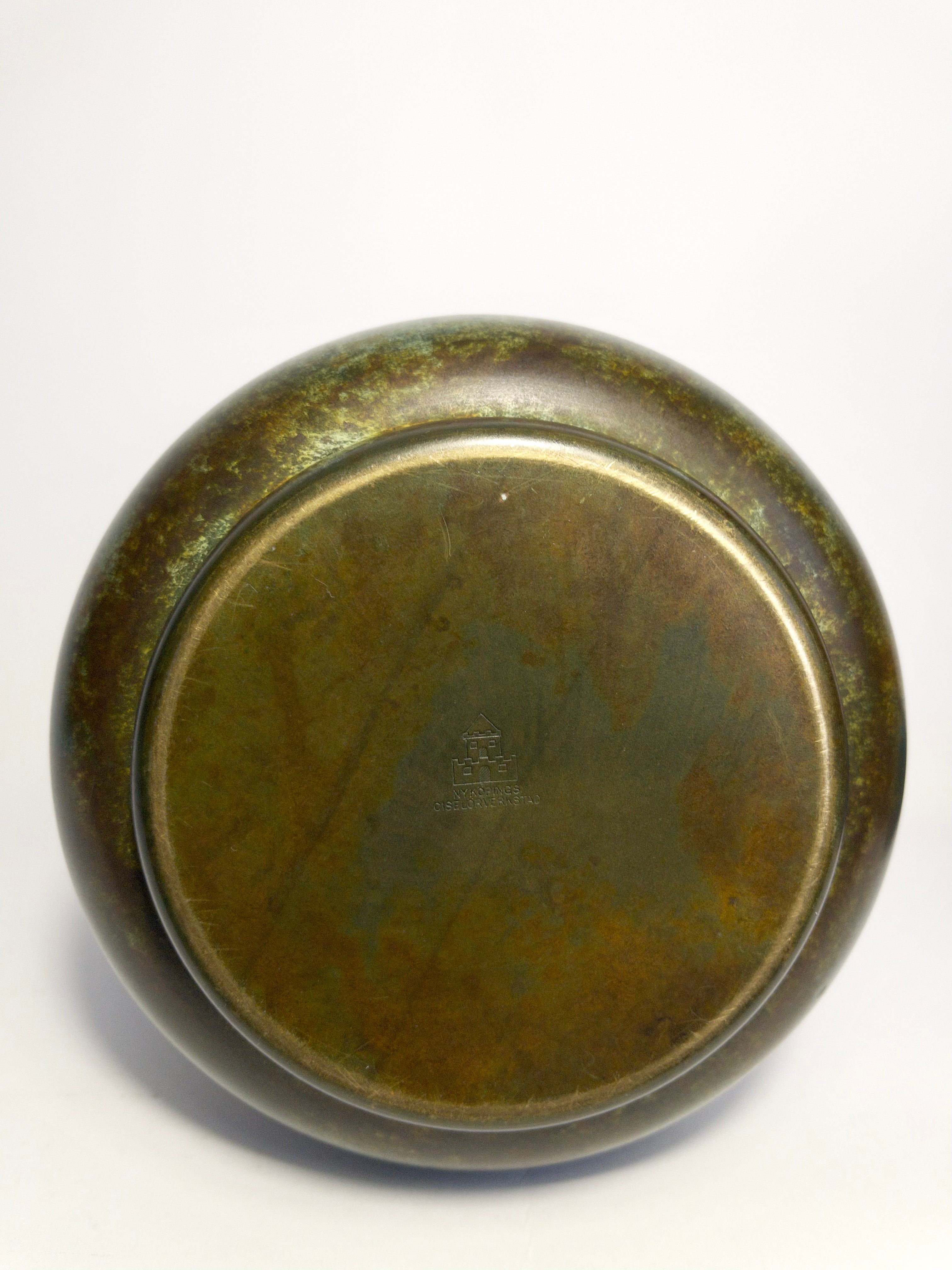 Large Swedish Grace bronze vase c.1930s