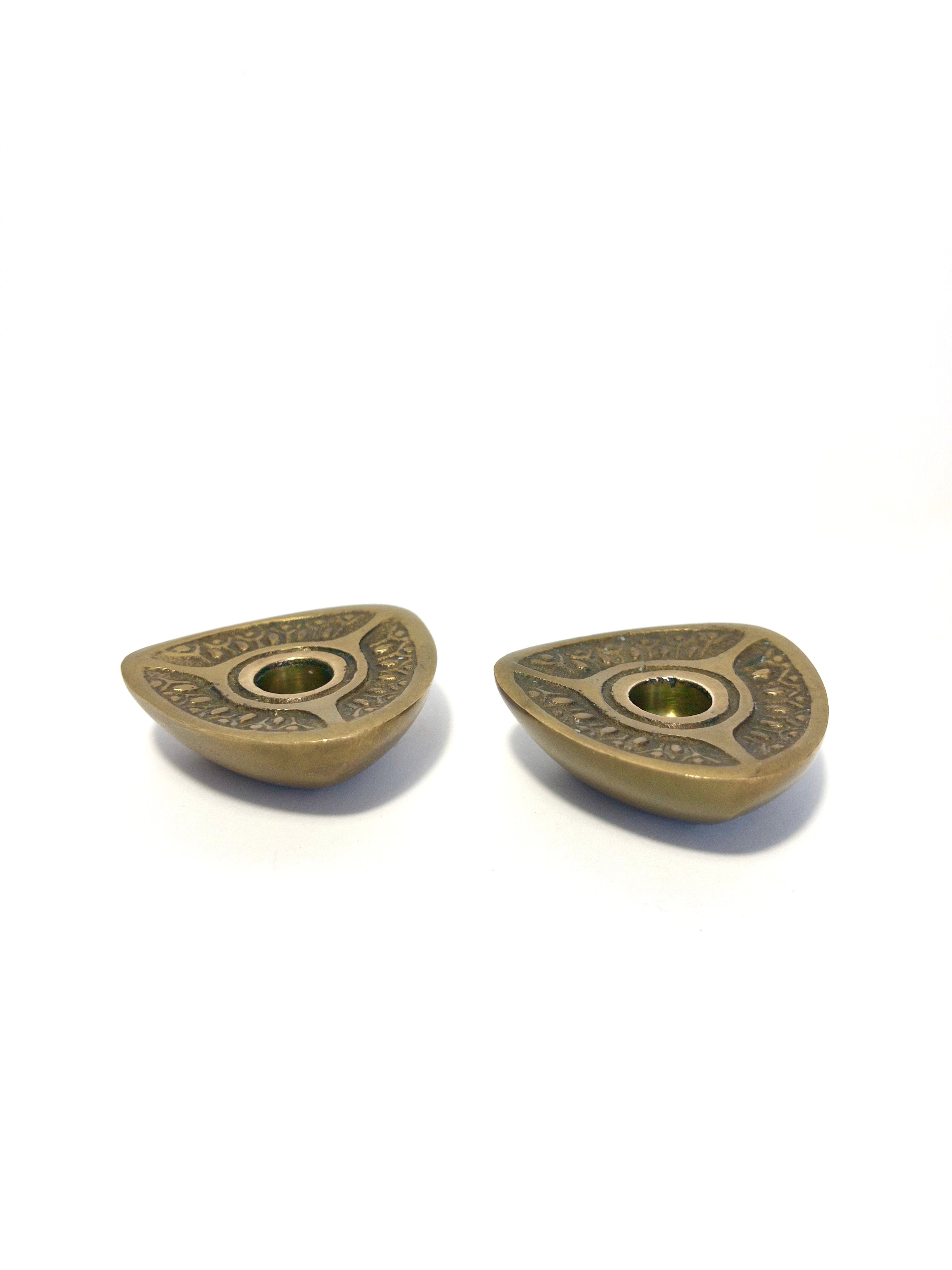 Set of two small bronze candle holders by Eric Scott Robbert, c.1960s-1970s