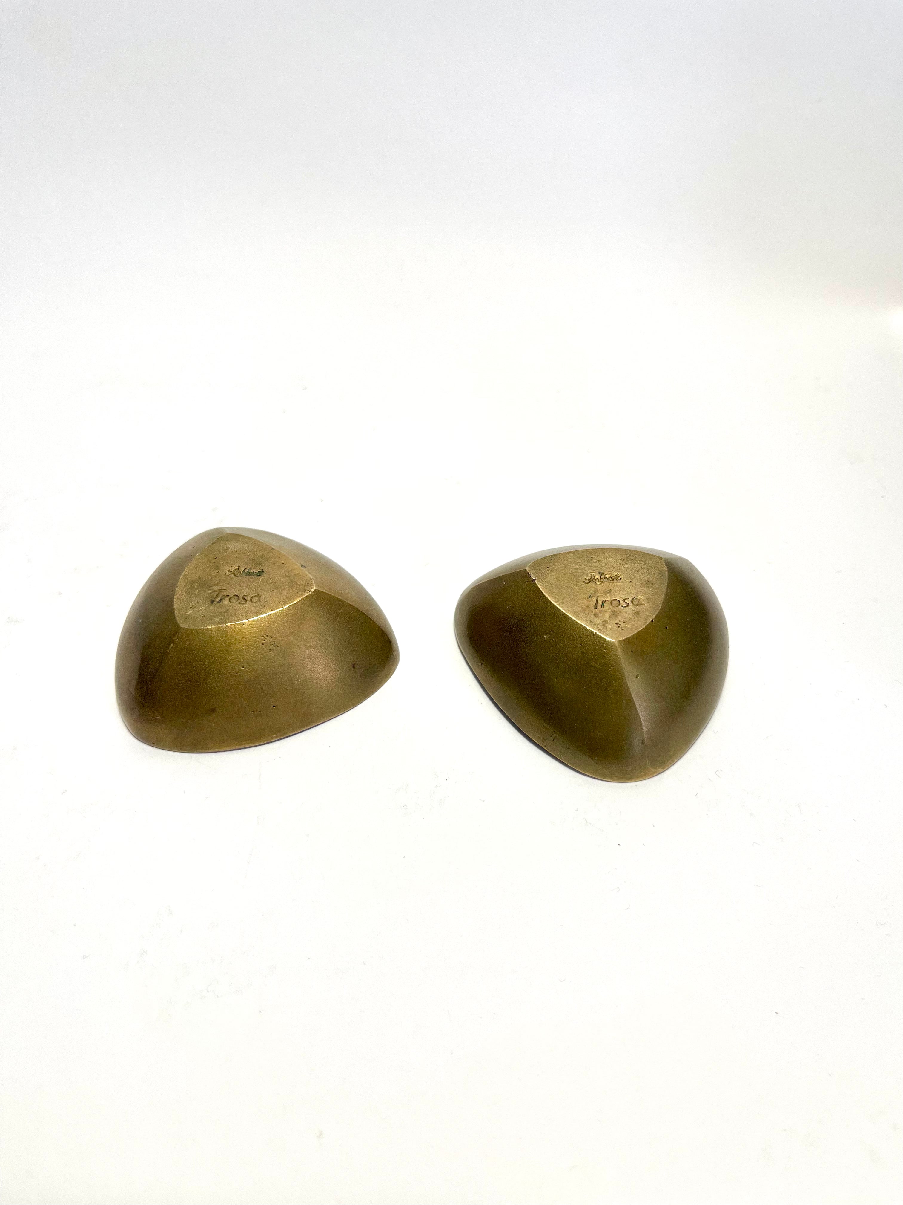 Set of two small bronze candle holders by Eric Scott Robbert, c.1960s-1970s