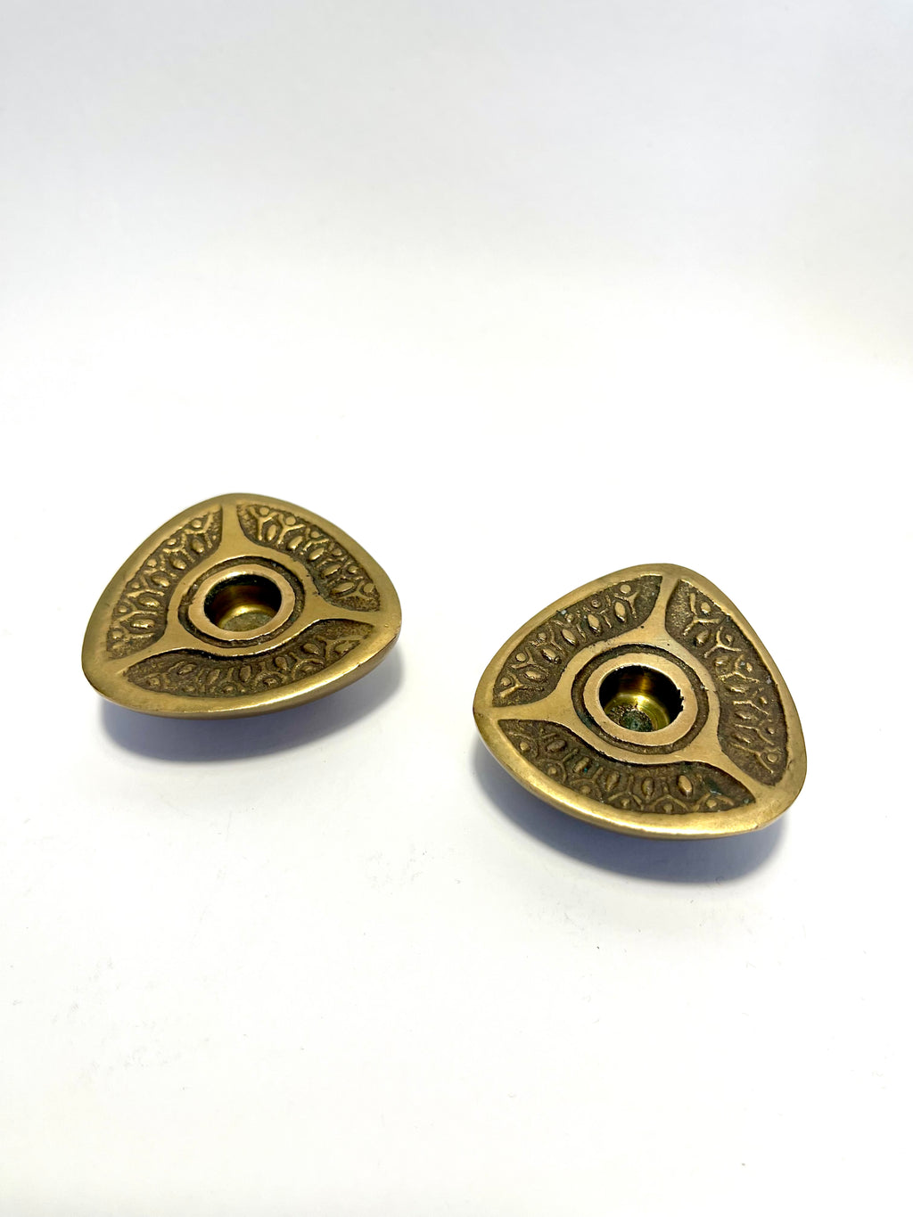 Set of two small bronze candle holders by Eric Scott Robbert, c.1960s-1970s