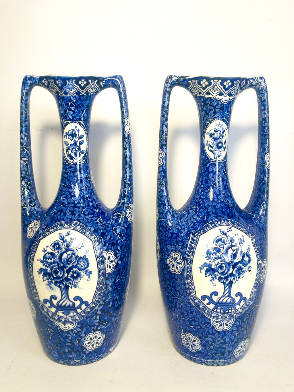 Two Matching Blue and White Vases by Alf Wallander for Rörstrand, c.1895-1920
