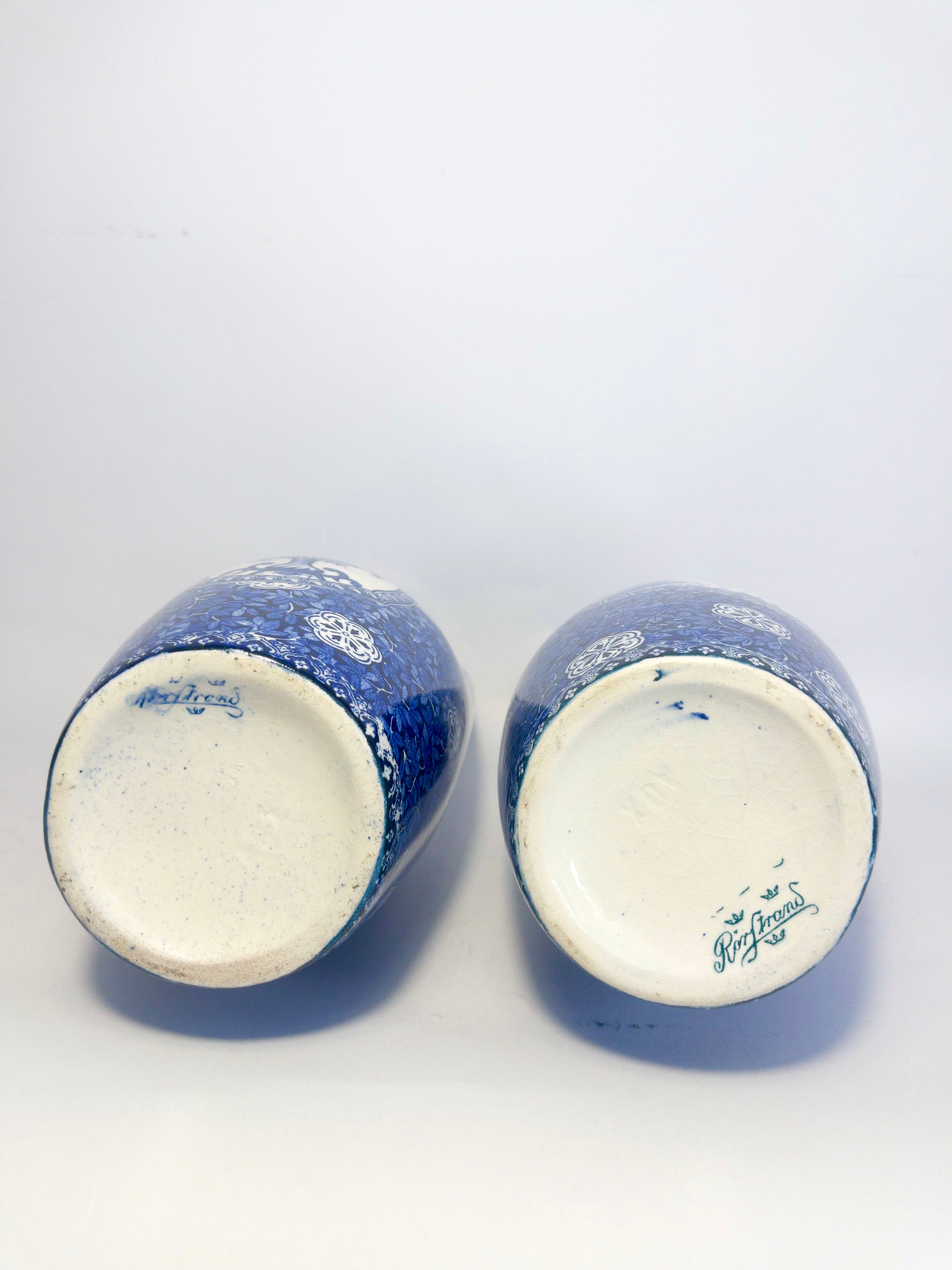 Two Matching Blue and White Vases by Alf Wallander for Rörstrand, c.1895-1920