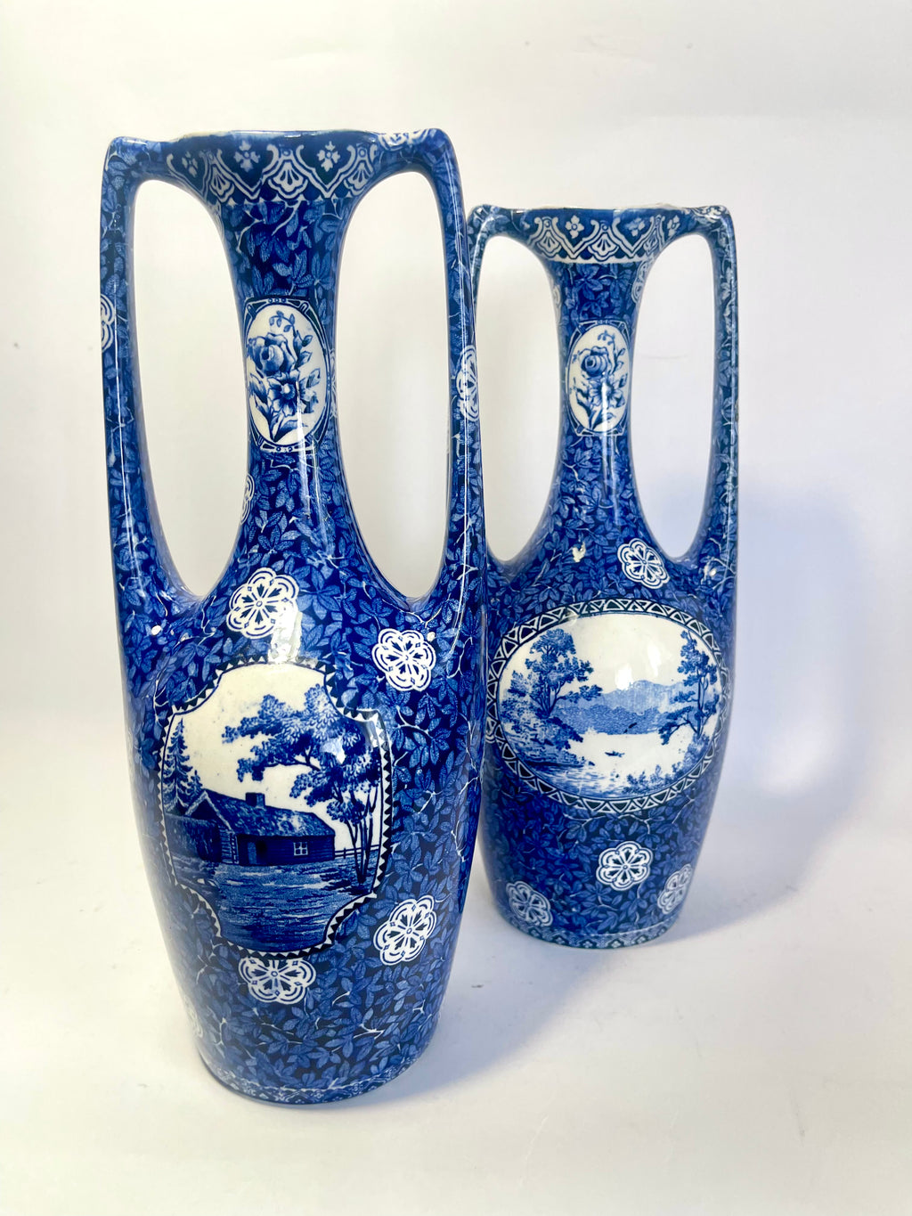 Two Matching Blue and White Vases by Alf Wallander for Rörstrand, c.1895-1920