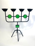 Ystad Metall Candelabra with Green Glass, by Gunnar Ander, 1960s