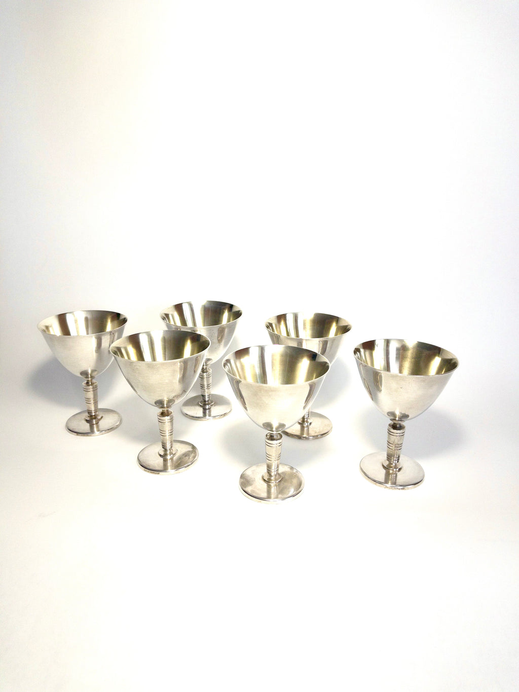 Set of Six Silver-plated Cocktail Glasses by GAB, Sweden, 1930s
