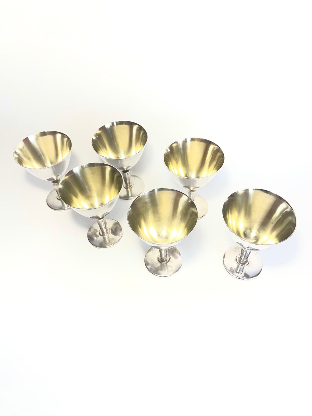 Set of Six Silver-plated Cocktail Glasses by GAB, Sweden, 1930s