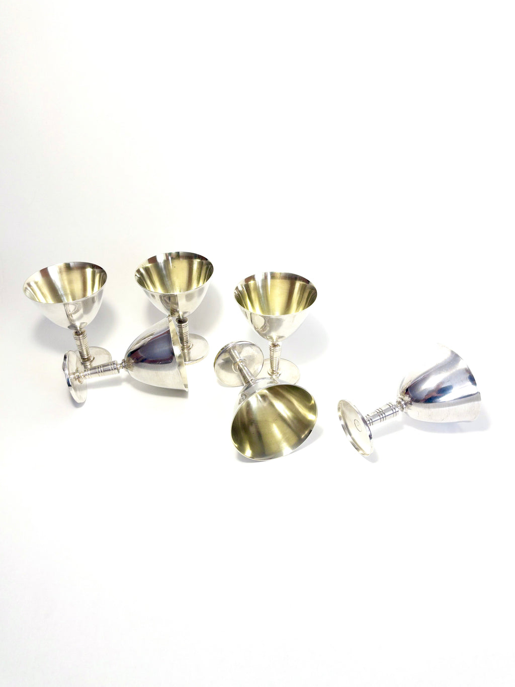Set of Six Silver-plated Cocktail Glasses by GAB, Sweden, 1930s