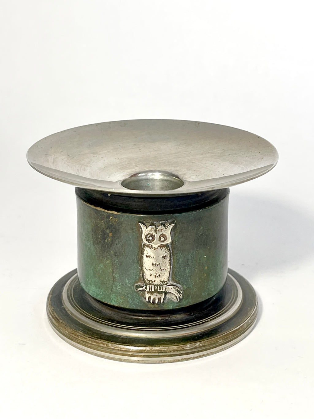Pair of Candle Holders With Owl Decor by GAB Ori, Sweden, 1930s