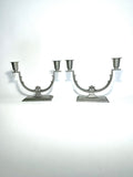 Pair of Swedish Grace Pewter Candelabras by CG Hallberg, 1930s