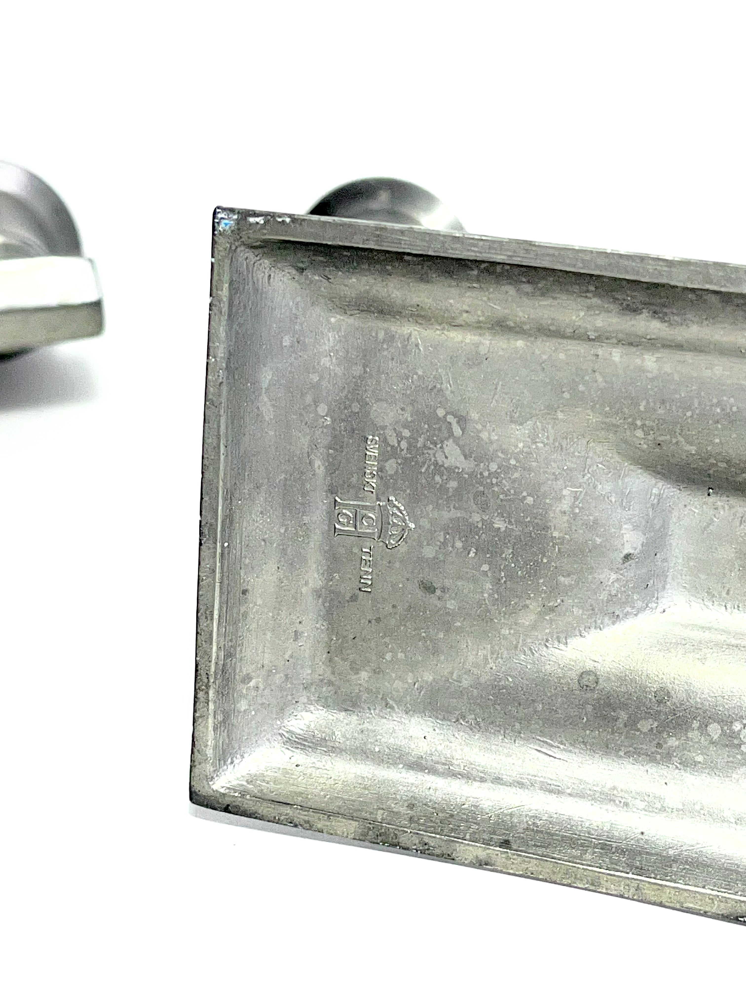 Pair of Swedish Grace Pewter Candelabras by CG Hallberg, 1930s