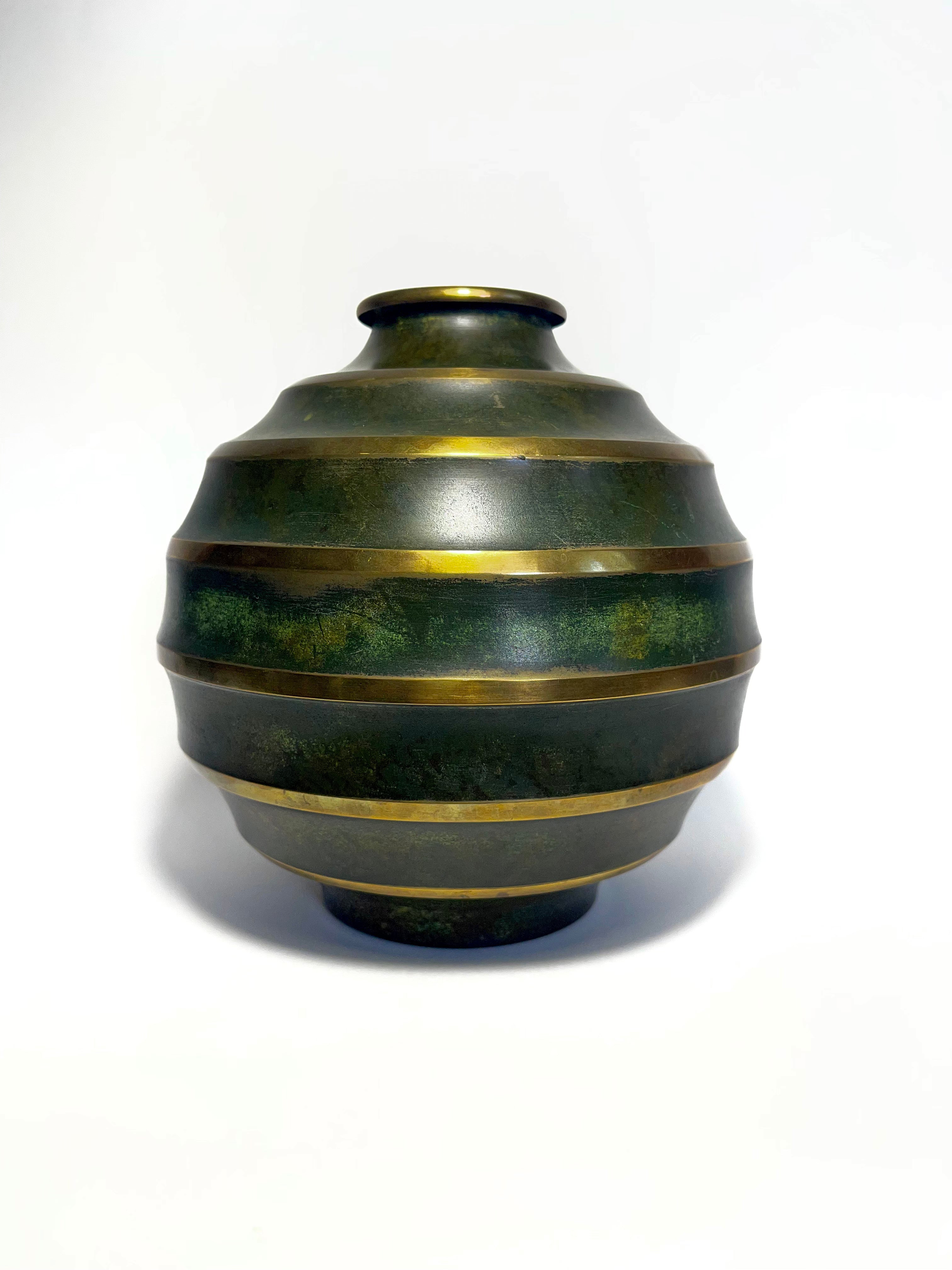 Art Deco Bronze Globe Vase by SVM, Sweden, 1930s