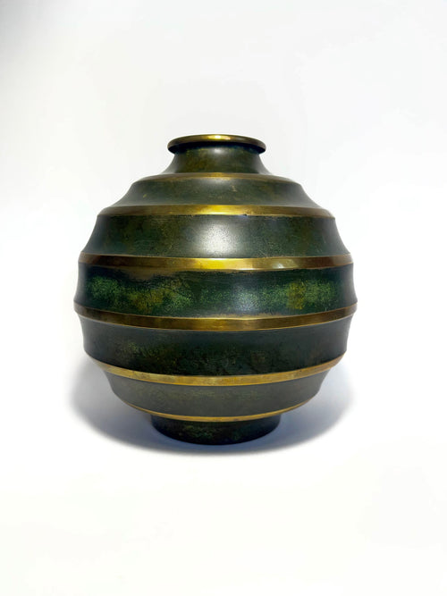 Art Deco Bronze Globe Vase by SVM, Sweden, 1930s