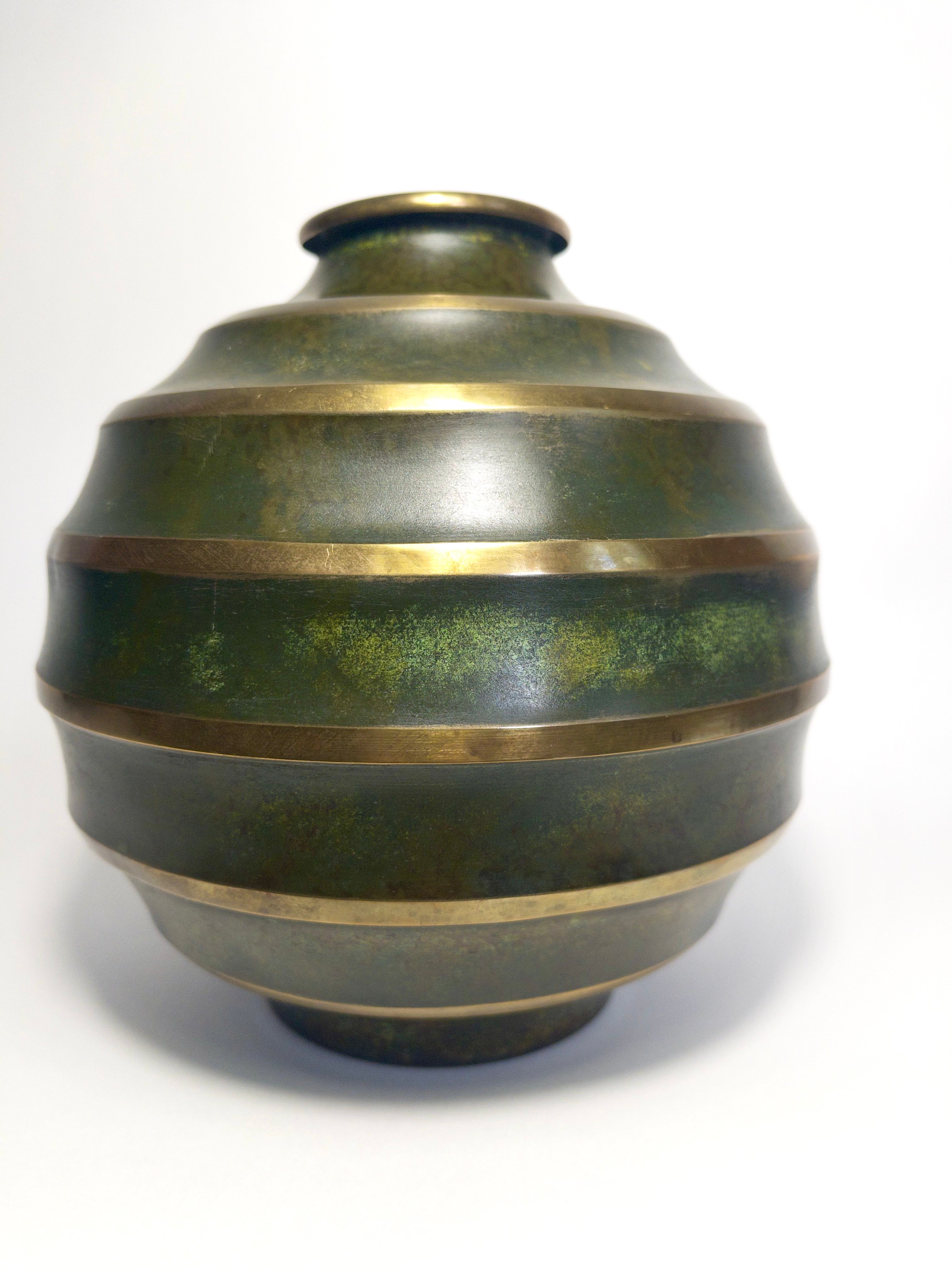 Art Deco Bronze Globe Vase by SVM, Sweden, 1930s